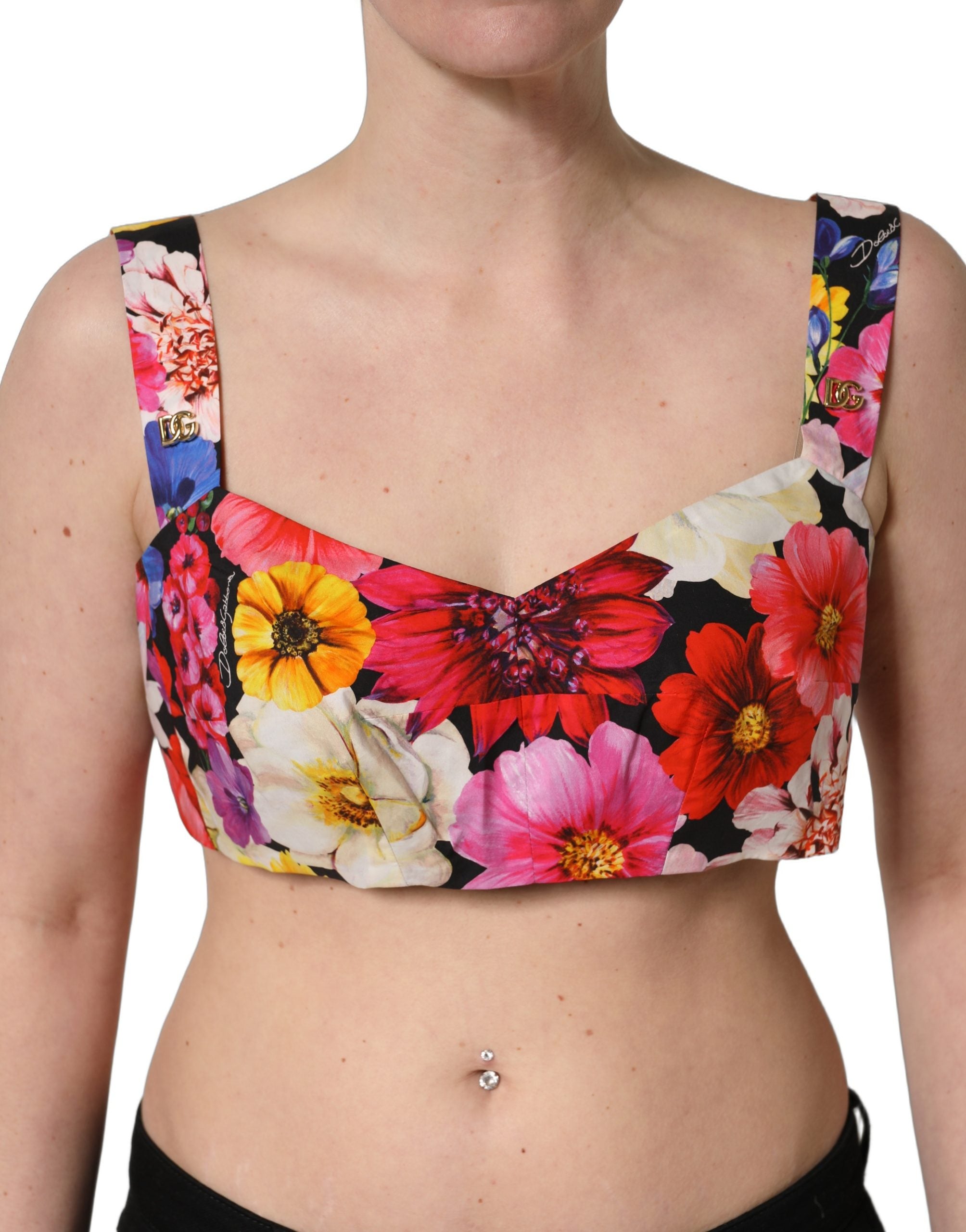 Dolce & Gabbana Multicolor Floral Cropped Bustier Tank Top Dolce & Gabbana