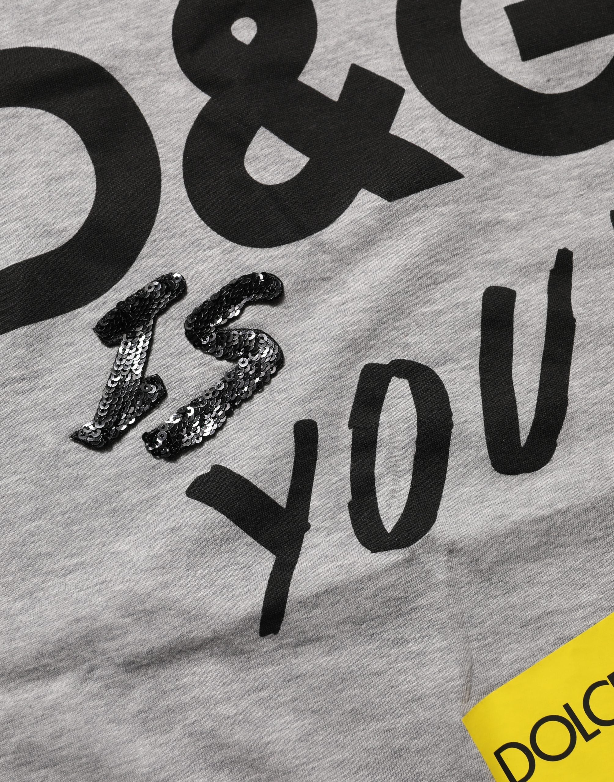 Dolce & Gabbana Gray Cotton Logo Printed Crew Neck T-shirt Dolce & Gabbana