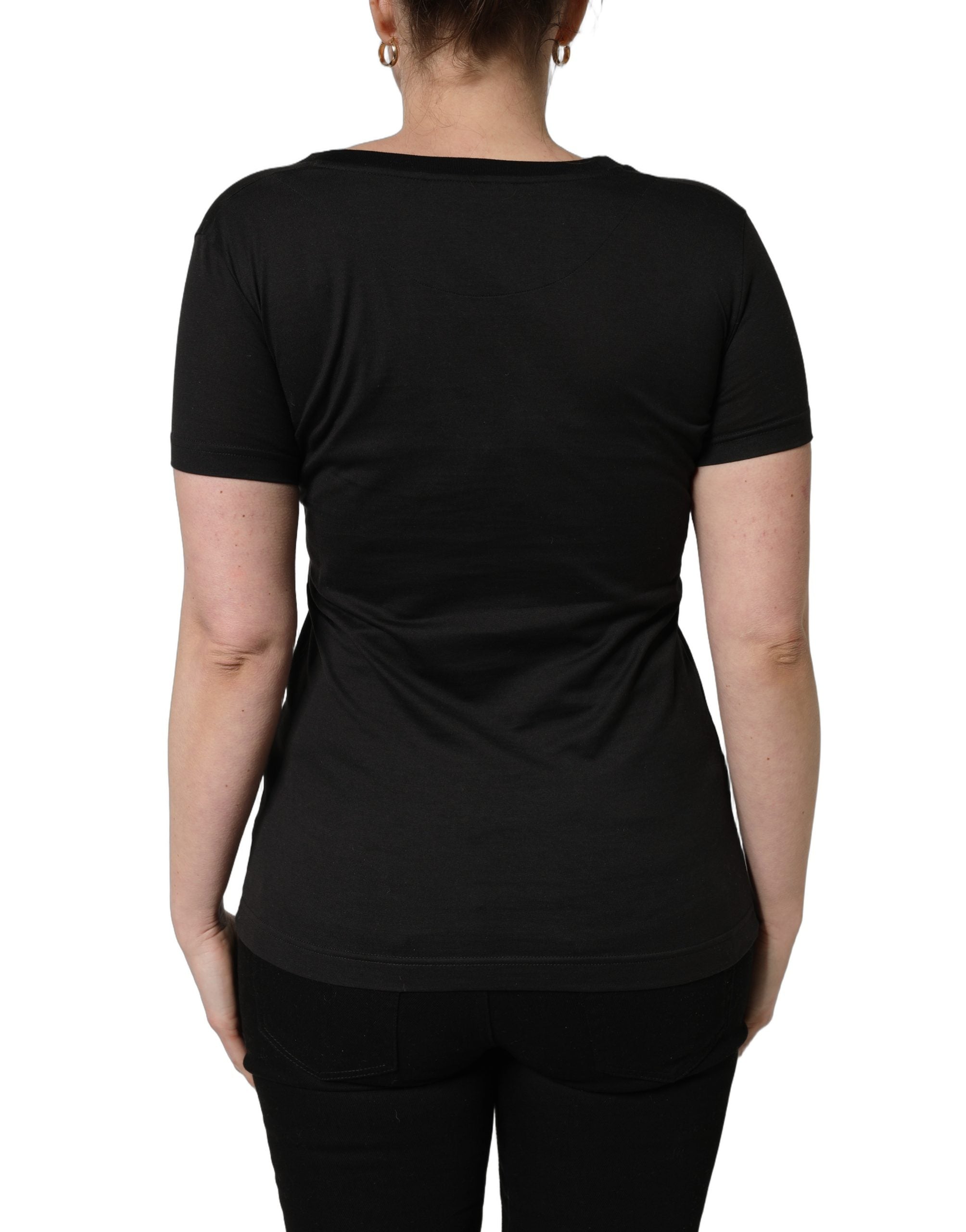 Dolce & Gabbana Black Tropical Print Cotton Round Neck T-Shirt Dolce & Gabbana