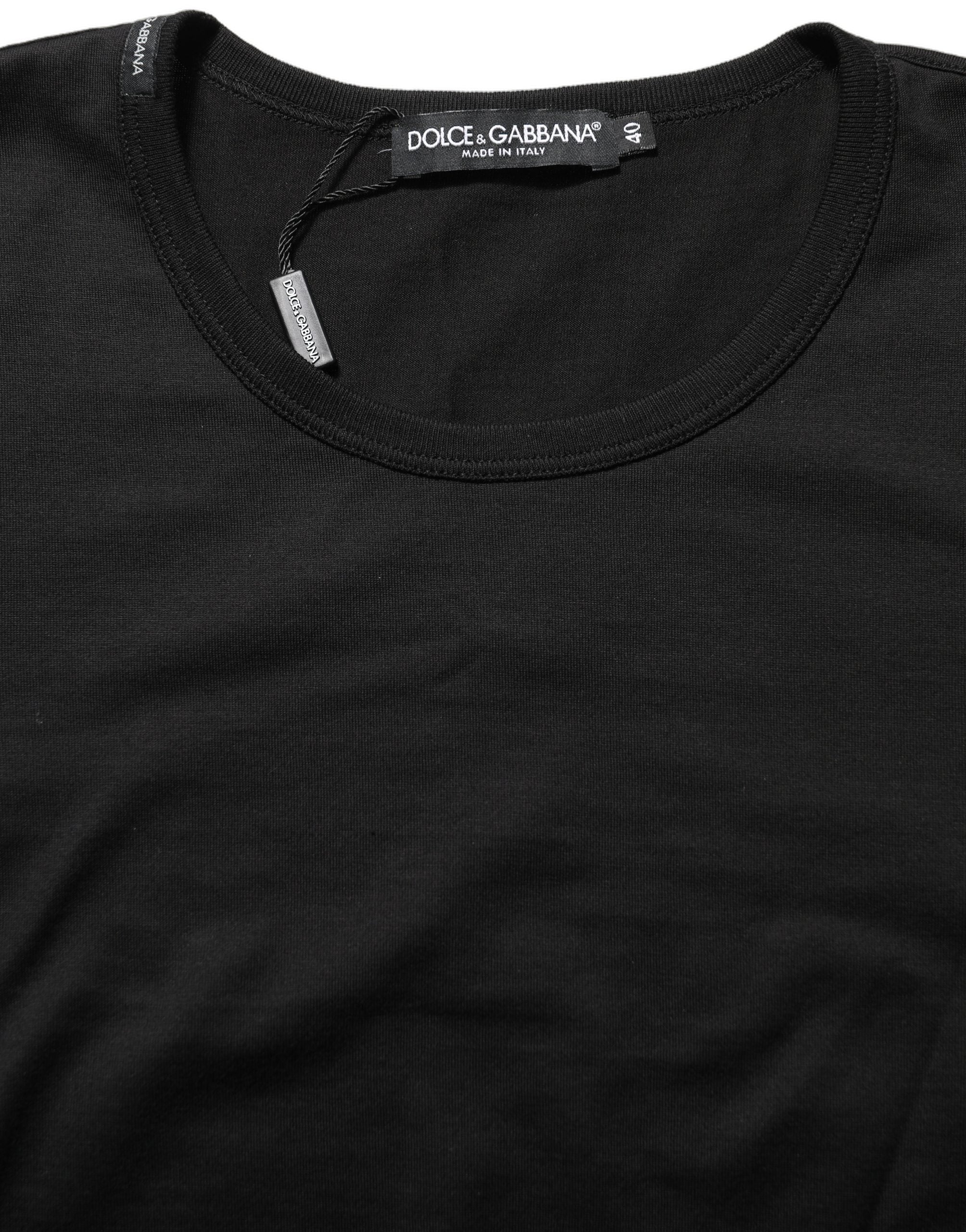 Dolce & Gabbana Black Cotton Round Neck Short Sleeves T-Shirt Dolce & Gabbana