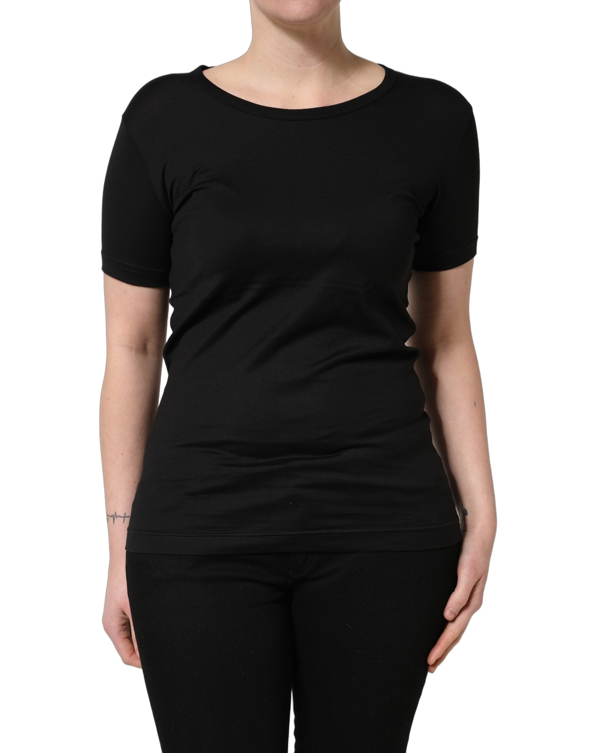 Dolce & Gabbana Black Cotton Round Neck Short Sleeves T-Shirt Dolce & Gabbana