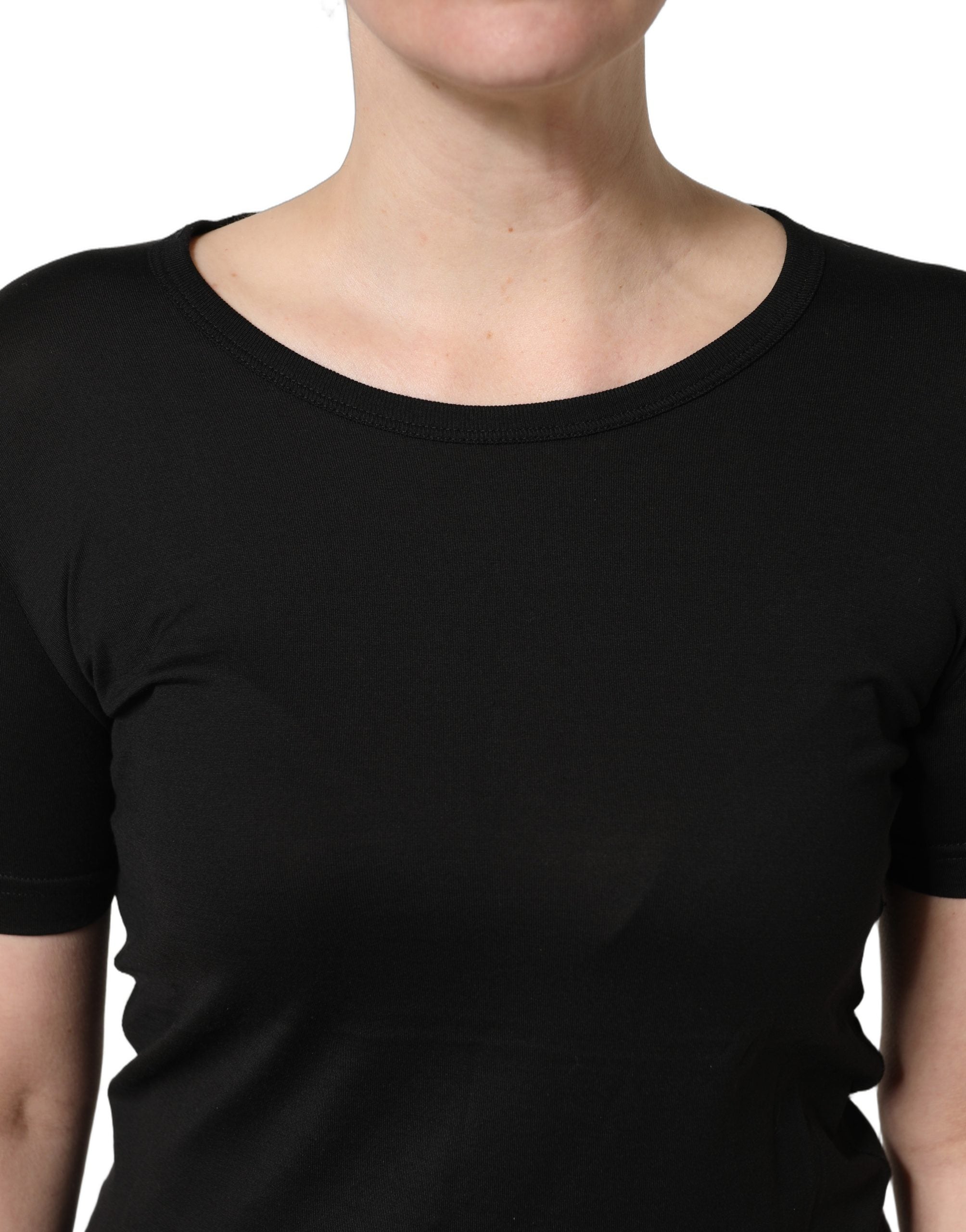 Dolce & Gabbana Black Cotton Round Neck Short Sleeves T-Shirt Dolce & Gabbana