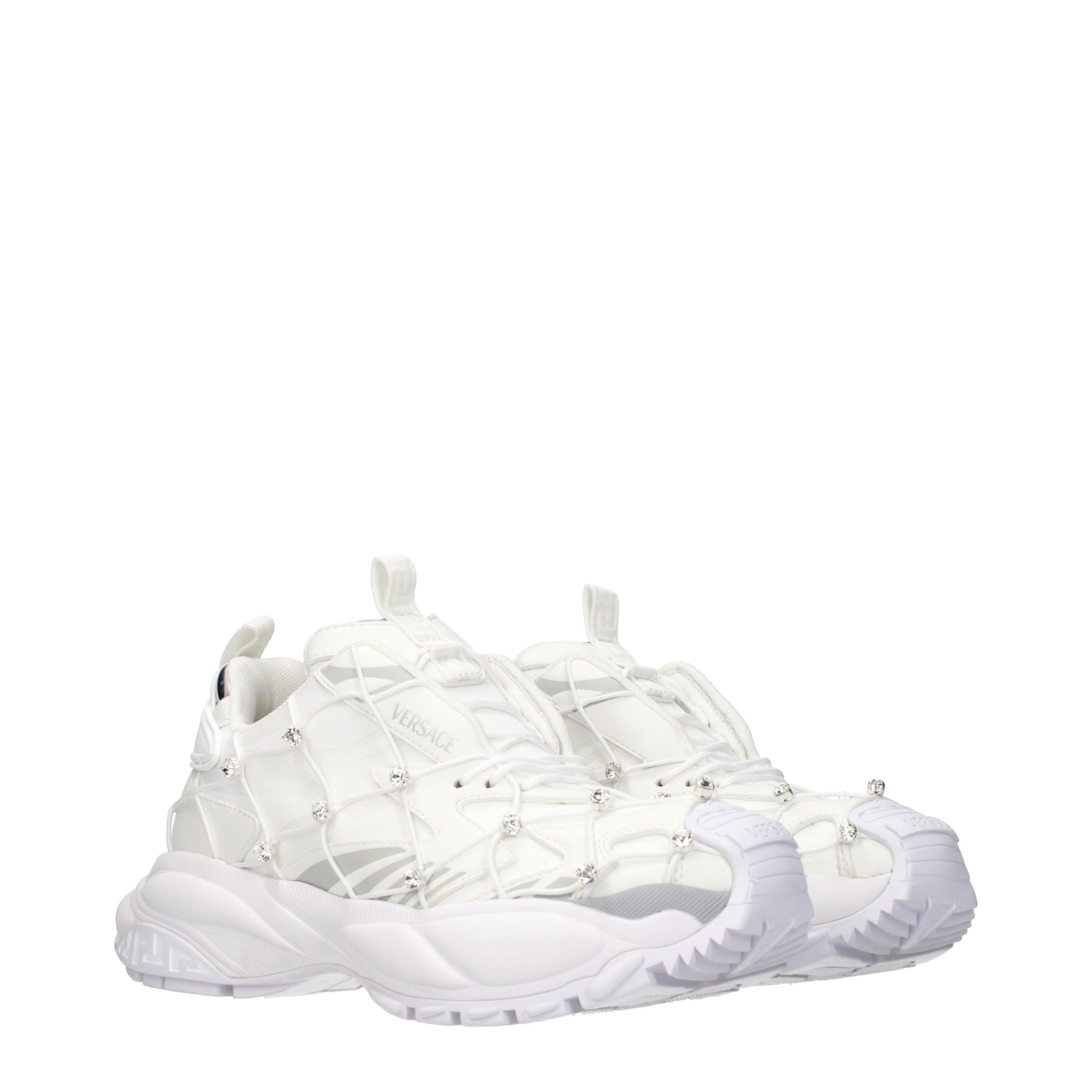 Versace White Fabric Sneakers Versace