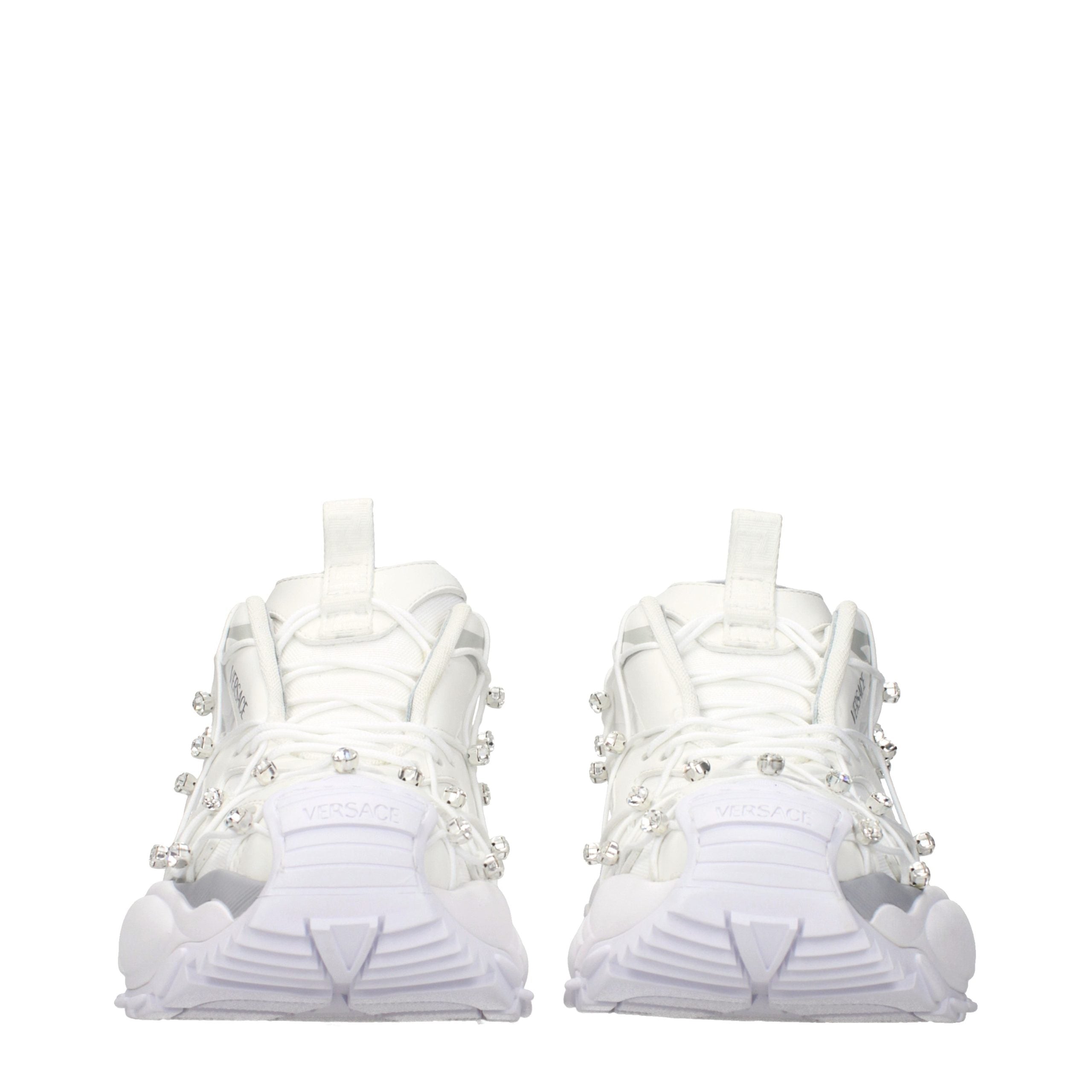 Versace White Fabric Sneakers Versace