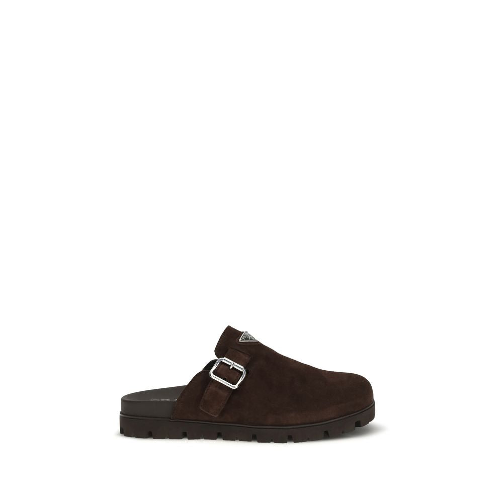 Prada Brown Calf Leather Bos Taurus Mules