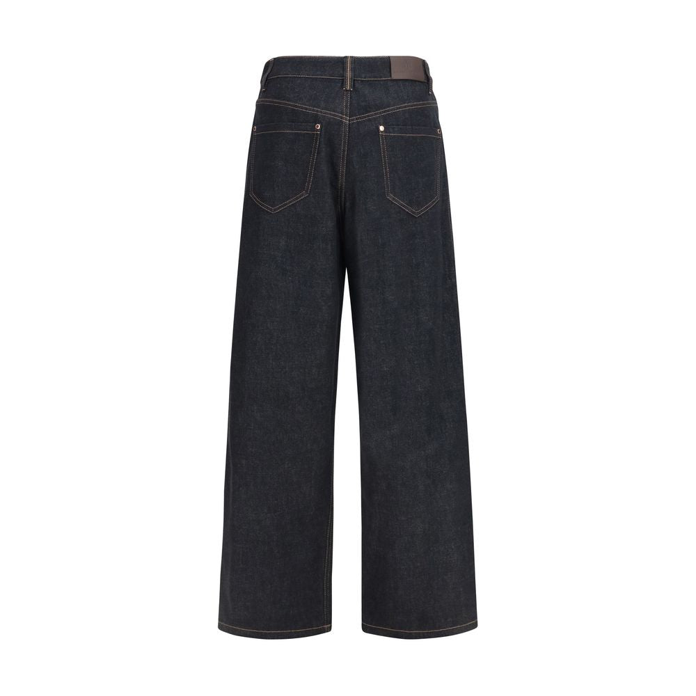 Brunello Cucinelli Blue Cotton Straight-Leg Jeans Brunello Cucinelli