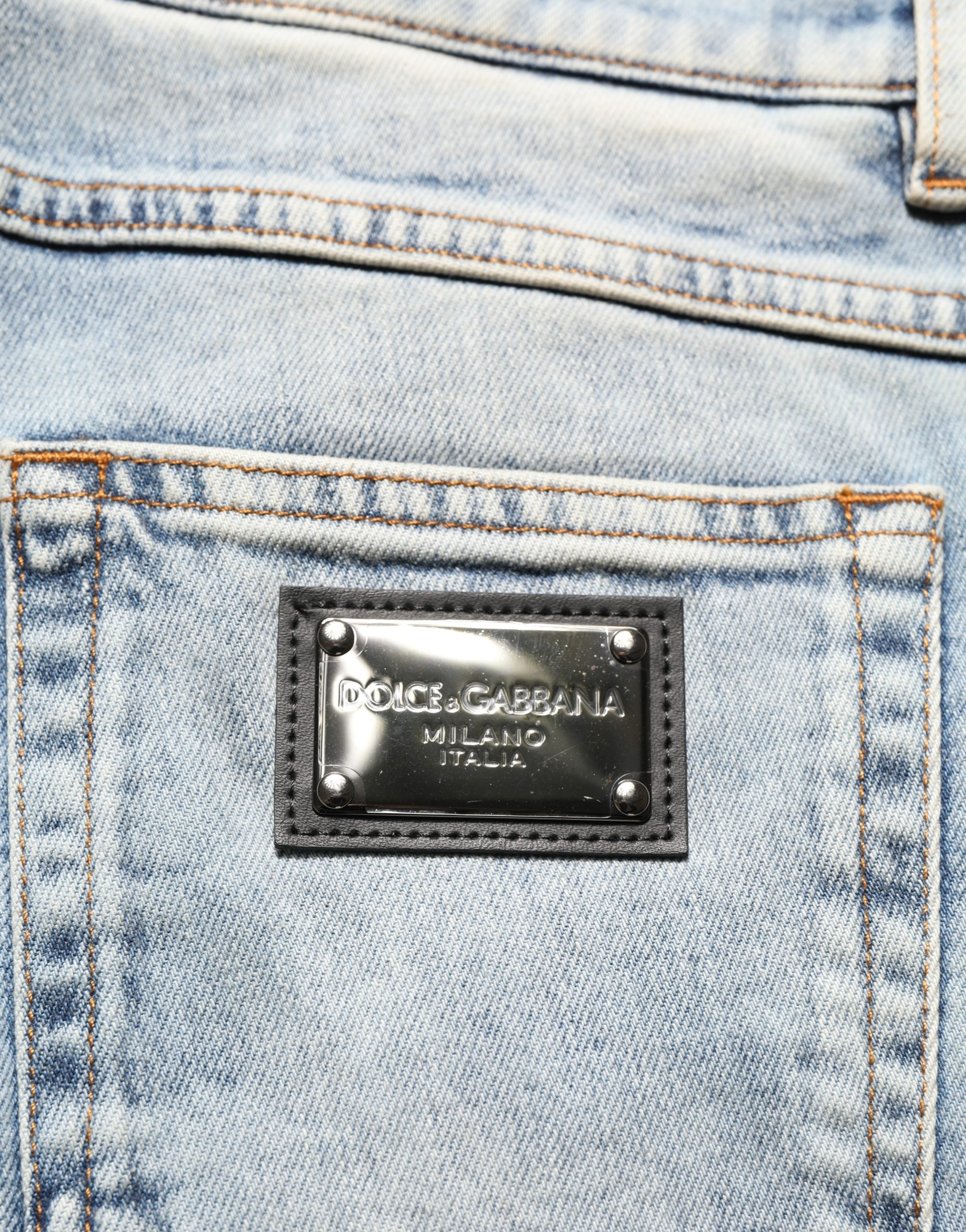 Dolce & Gabbana Blue Washed Mid Waist Straight Men Denim Jeans Dolce & Gabbana