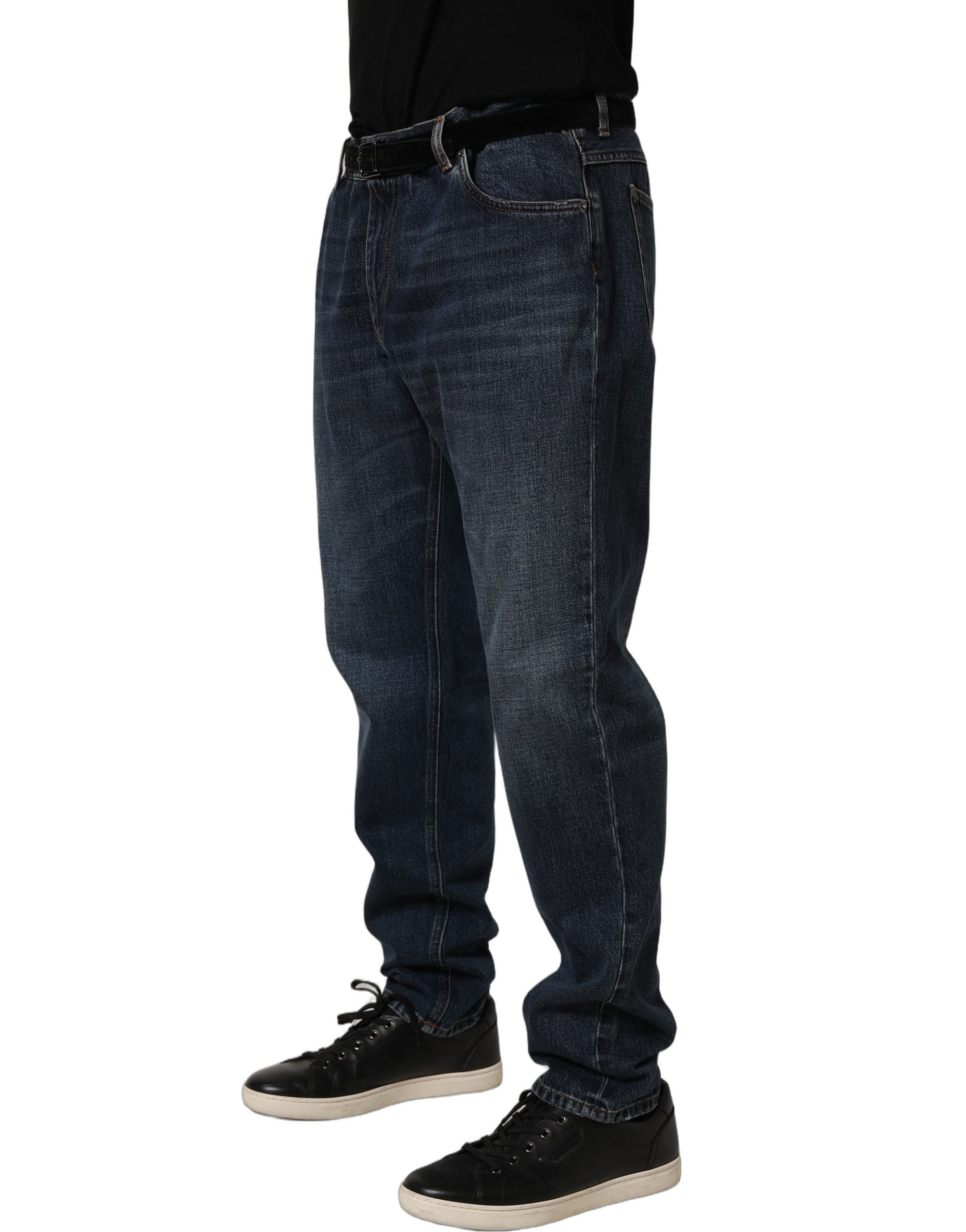 Dolce & Gabbana Dark Blue Washed MidWaist Straight Denim Jeans Dolce & Gabbana