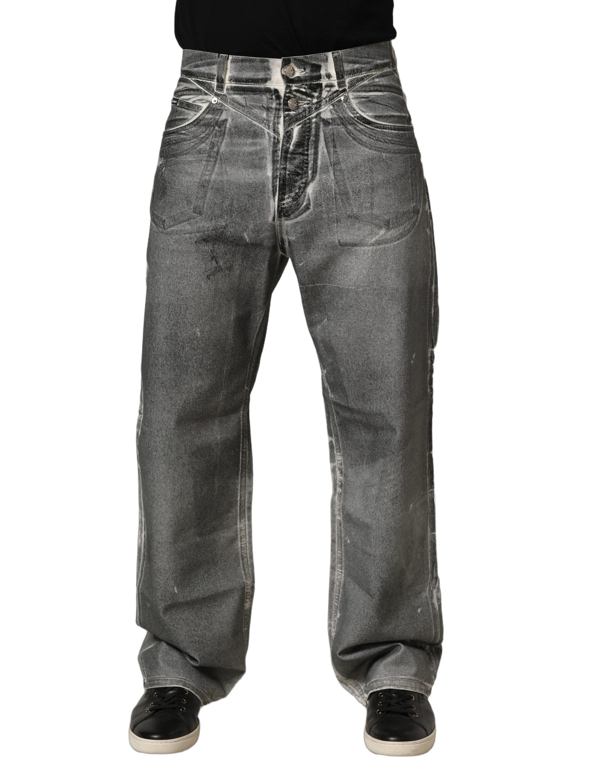 Dolce & Gabbana Grey Washed Mid Waist Straight Denim Jeans Dolce & Gabbana