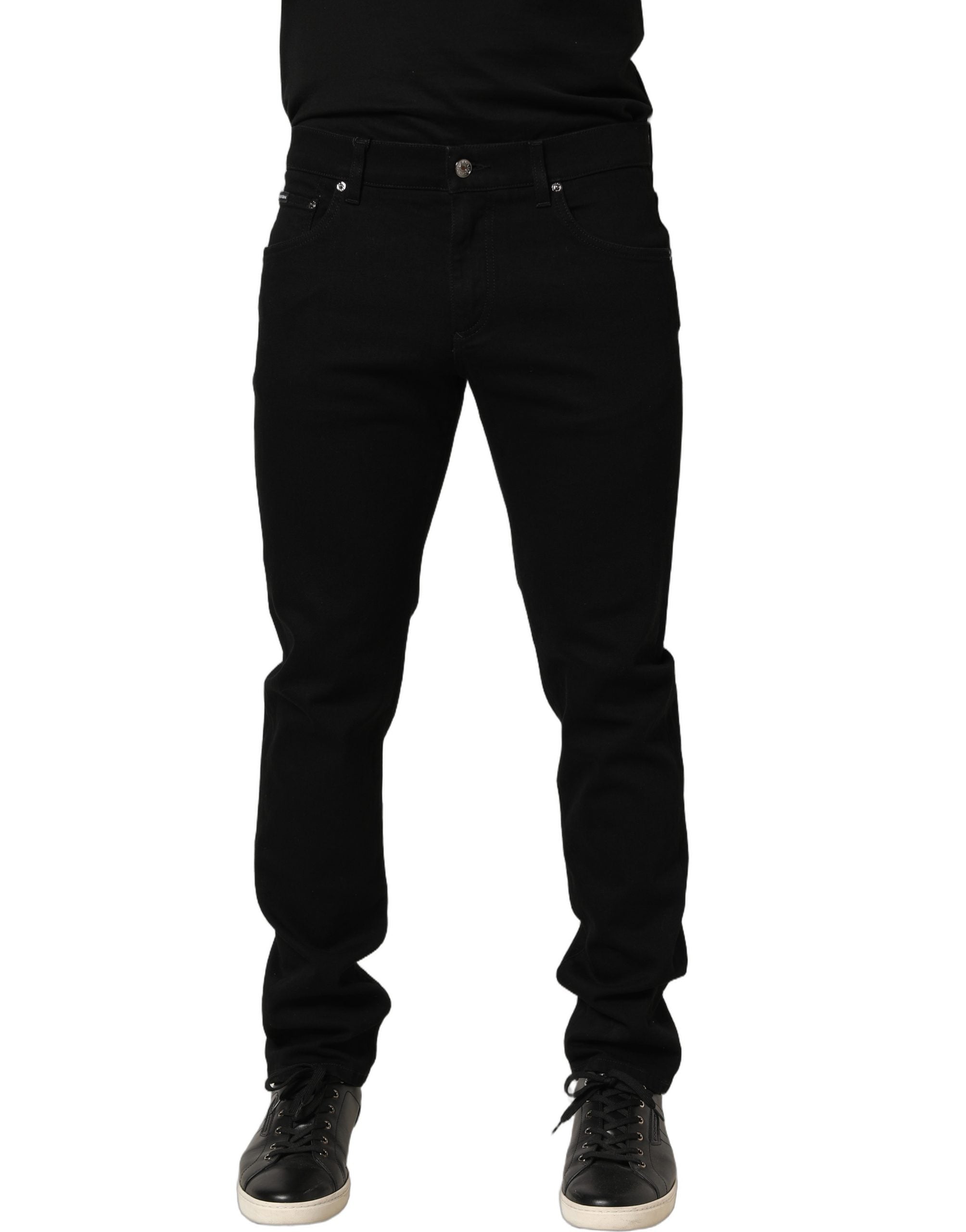 Dolce & Gabbana Black Heraldic Embroidered Skinny Denim Jeans Dolce & Gabbana