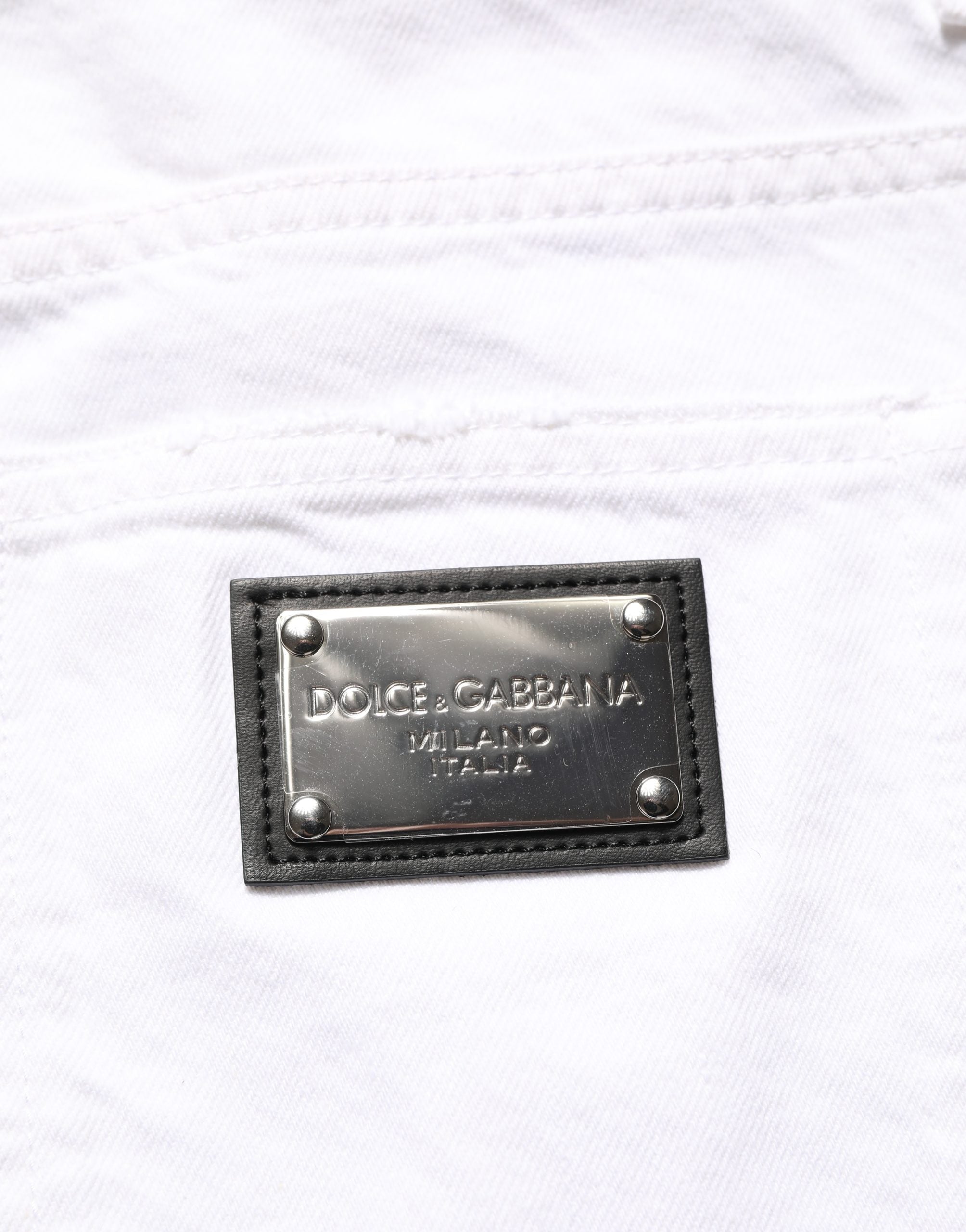 Dolce & Gabbana White Cotton Ripped Slim Fit Men Denim Jeans Dolce & Gabbana