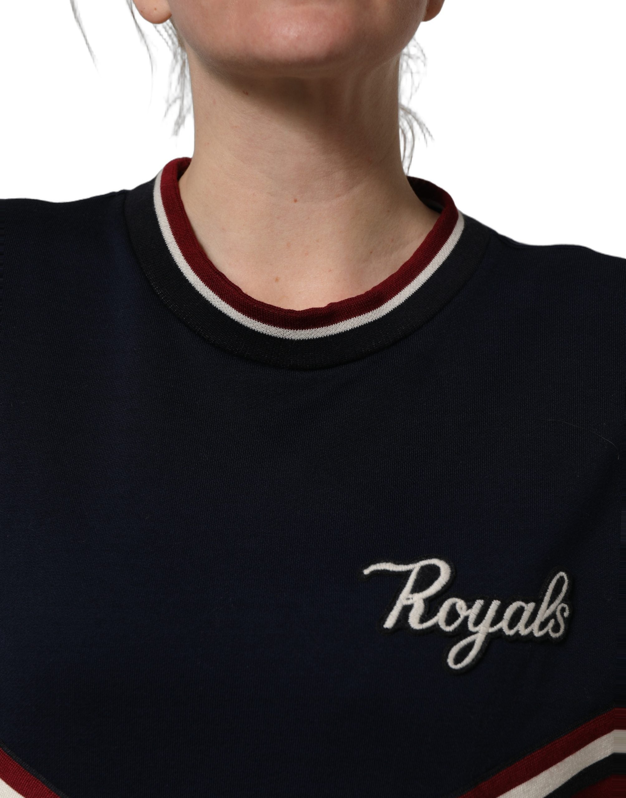 Dolce & Gabbana Blue Red Paneled 'Royals' Patch Sweatshirt Sweater Dolce & Gabbana