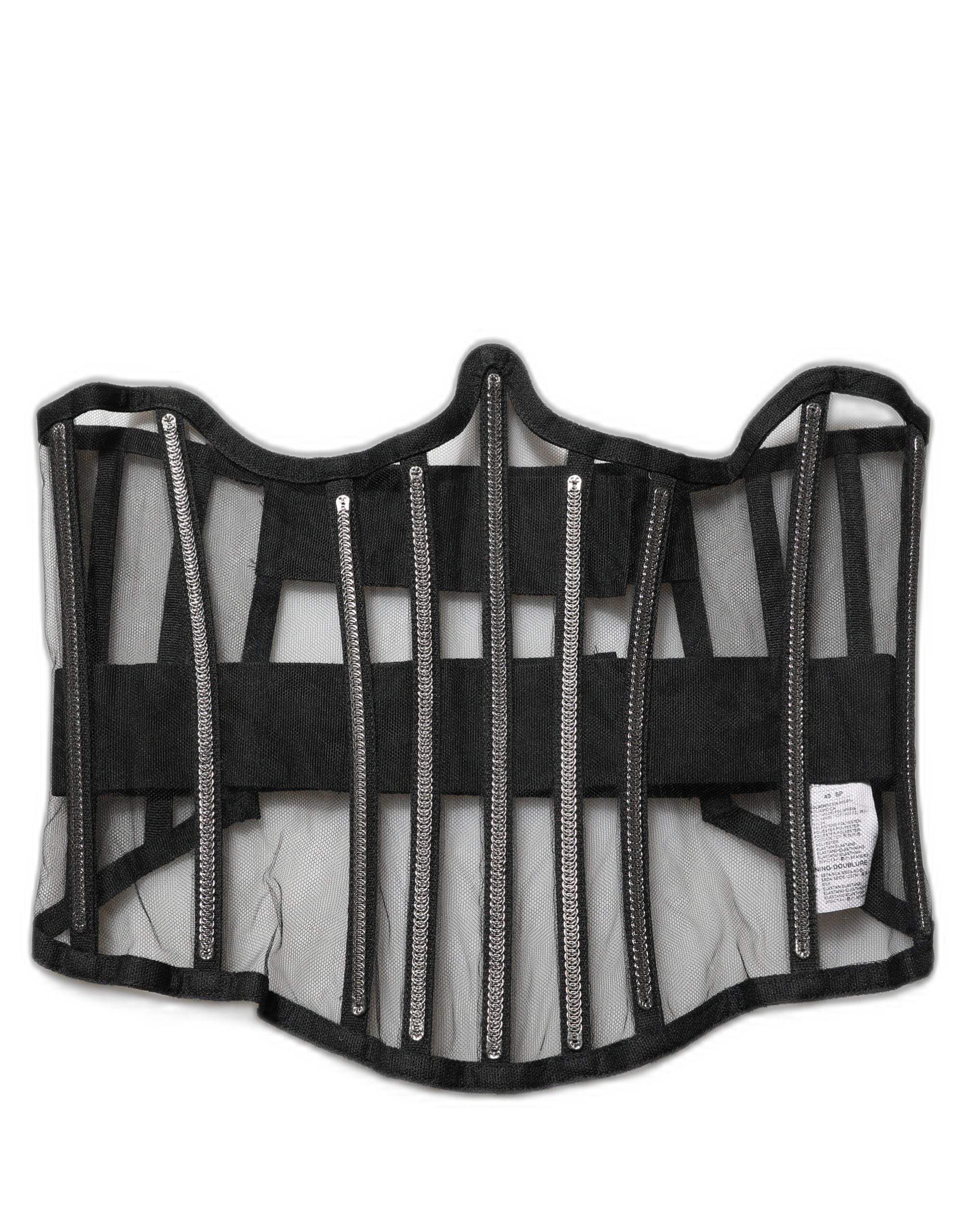 Dolce & Gabbana Black Sheer Tulle Bodysuit Cropped Corset Top Dolce & Gabbana