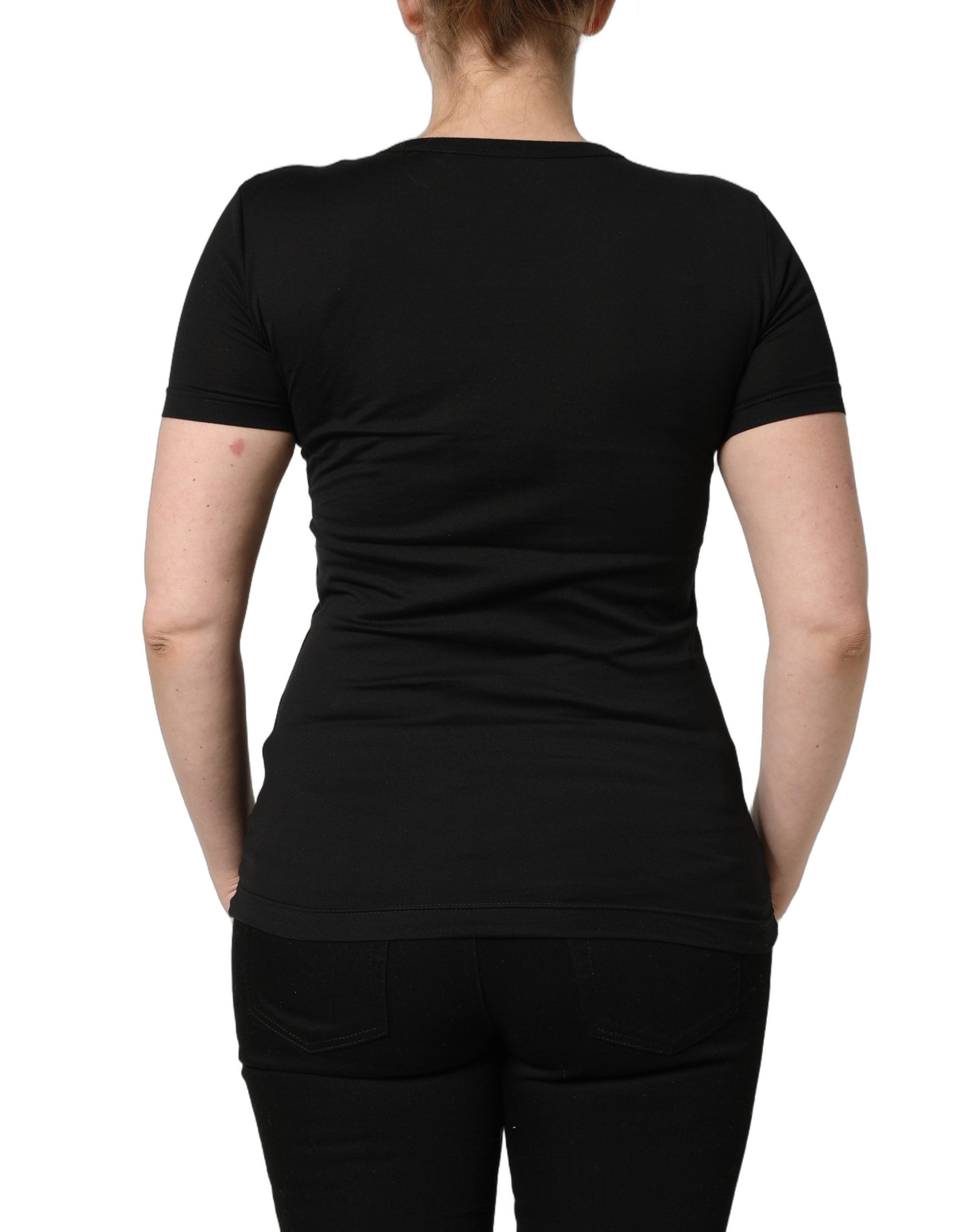 Dolce & Gabbana Black Cotton Round Neck Short Sleeve T-shirt Dolce & Gabbana