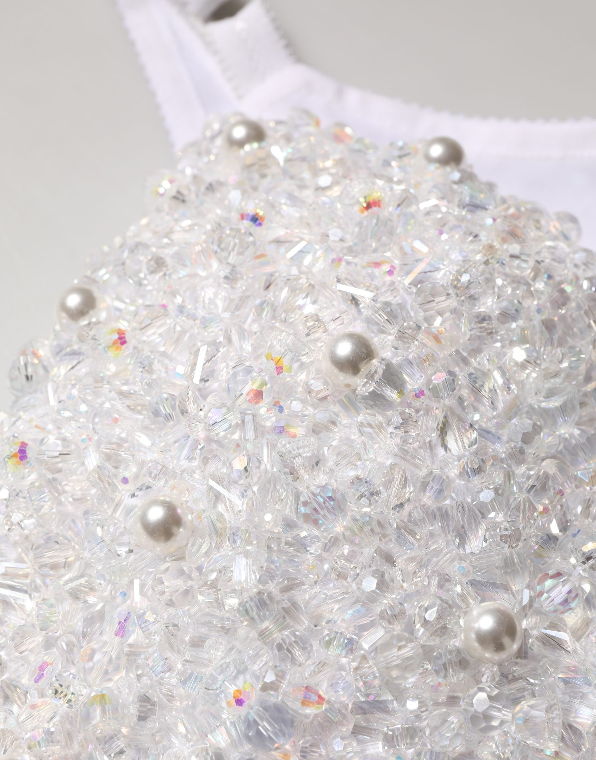 Dolce & Gabbana White Pearls Beaded Corset Bustier Crop Top Dolce & Gabbana