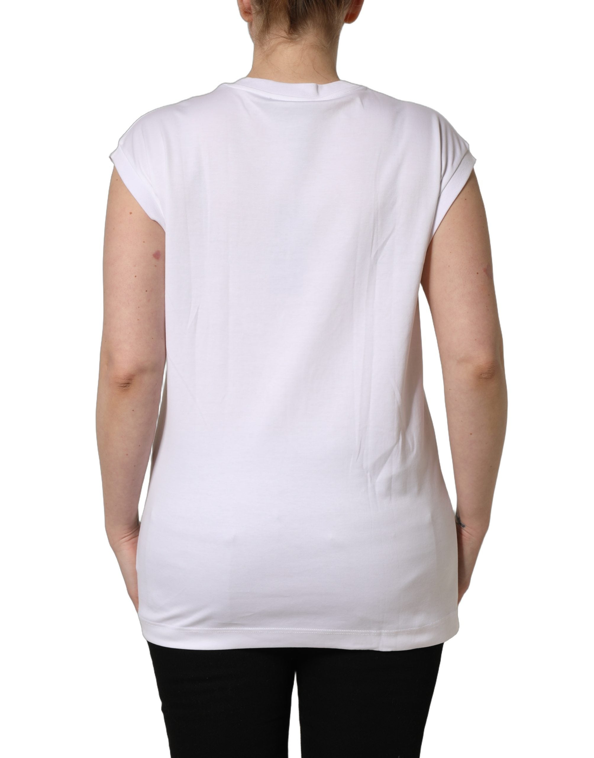 Dolce & Gabbana White Logo Round Neck Sleeveless T-shirt Dolce & Gabbana