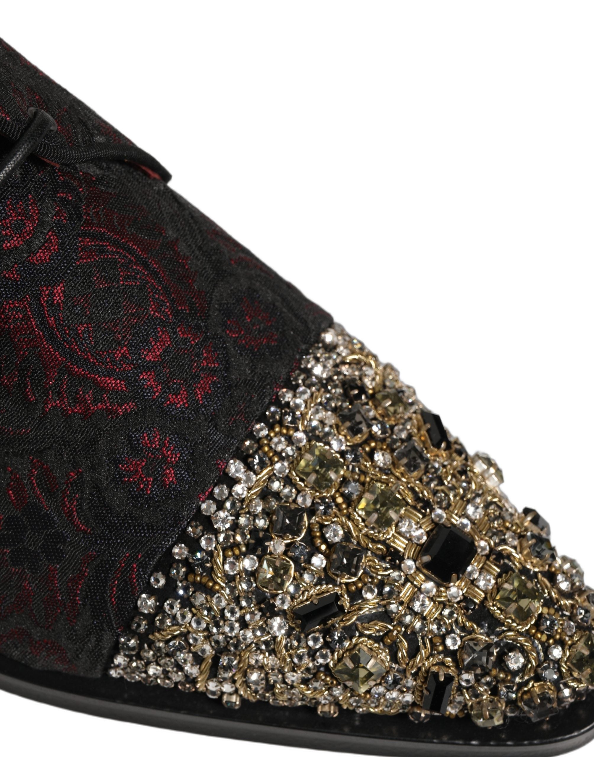 Dolce & Gabbana Black Red Embellished Derby Dress Formal Shoes Dolce & Gabbana