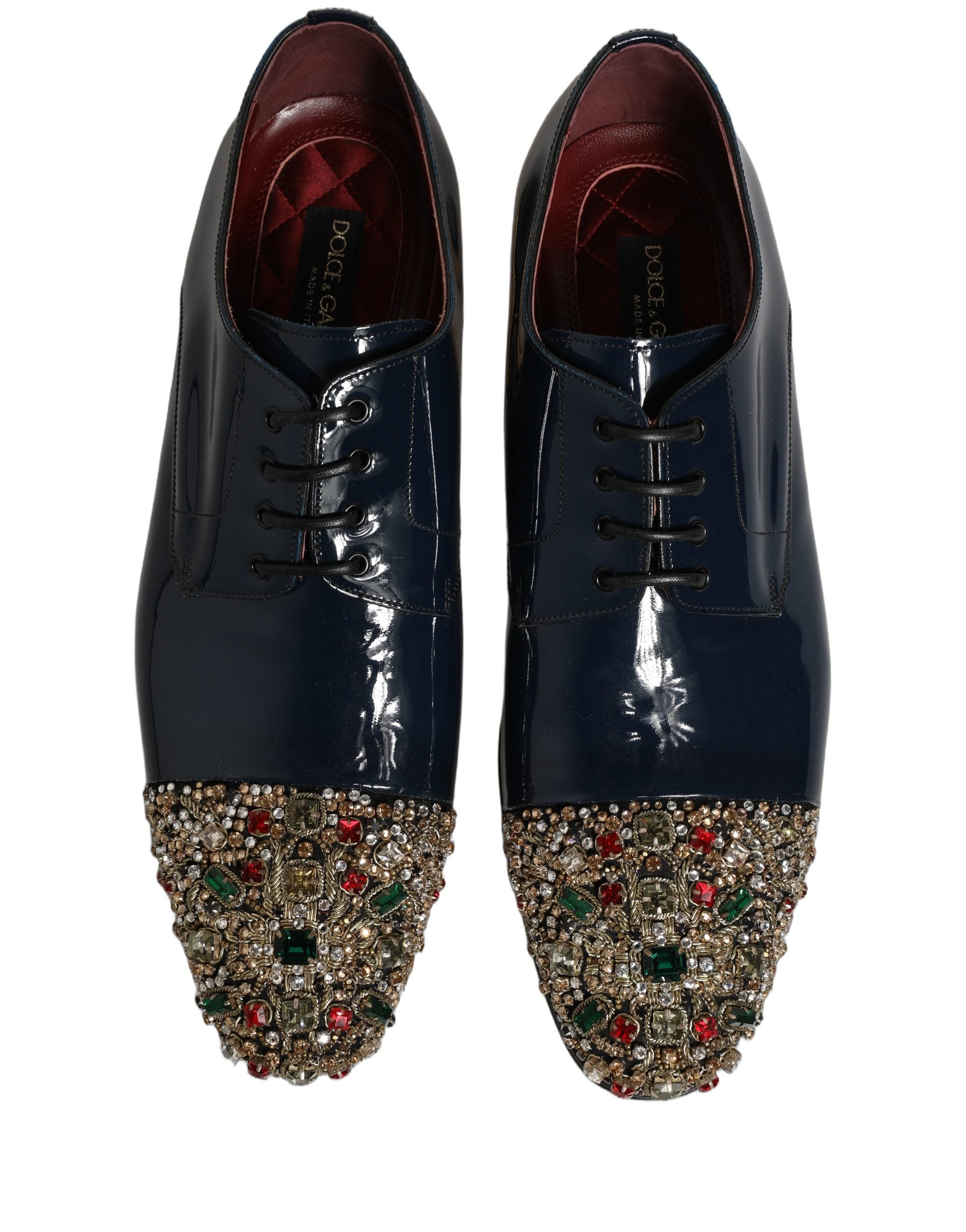 Dolce & Gabbana Blue Embellished Men Derby Dress Formal Shoes Dolce & Gabbana