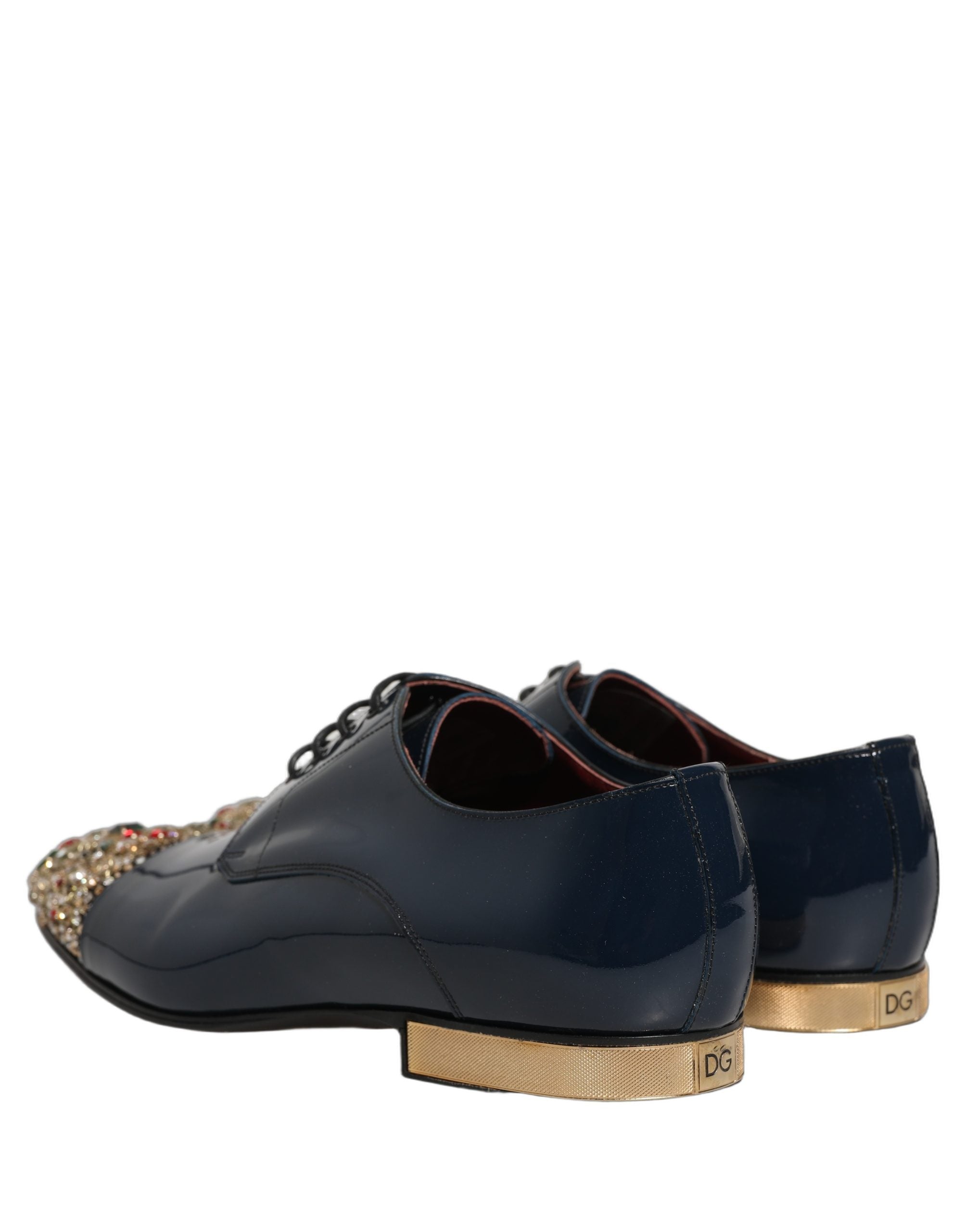 Dolce & Gabbana Blue Embellished Men Derby Dress Formal Shoes Dolce & Gabbana