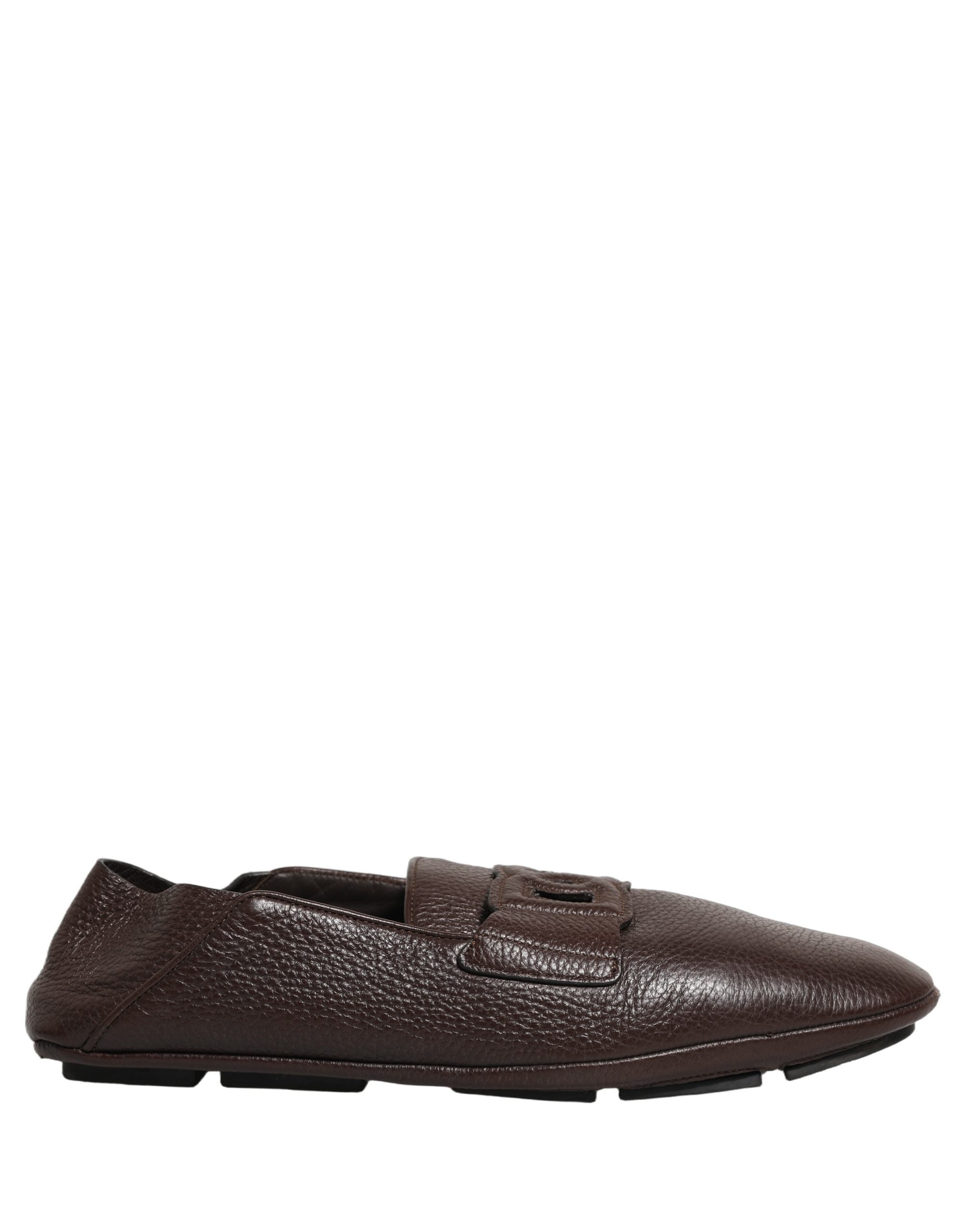 Dolce & Gabbana Brown Deerskin Leather Driver Loafers Shoes Dolce & Gabbana