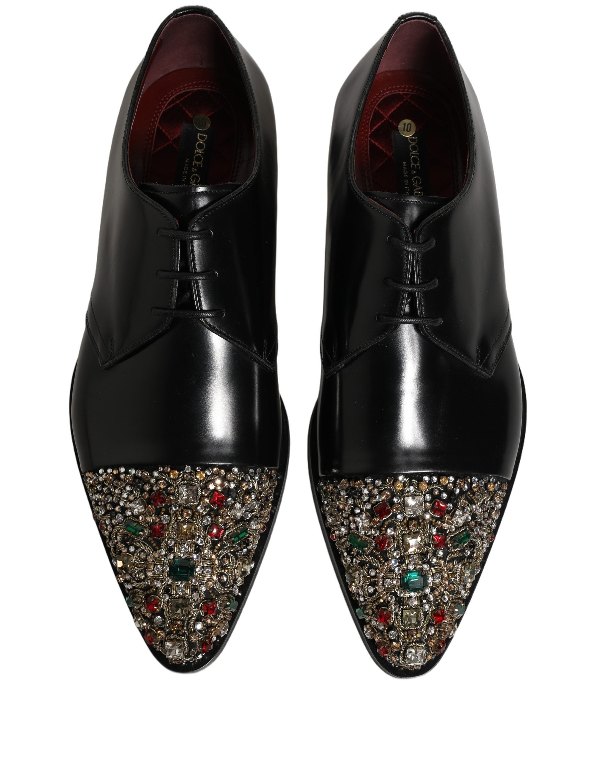 Dolce & Gabbana Black Embellished Derby Dress Formal Shoes Dolce & Gabbana