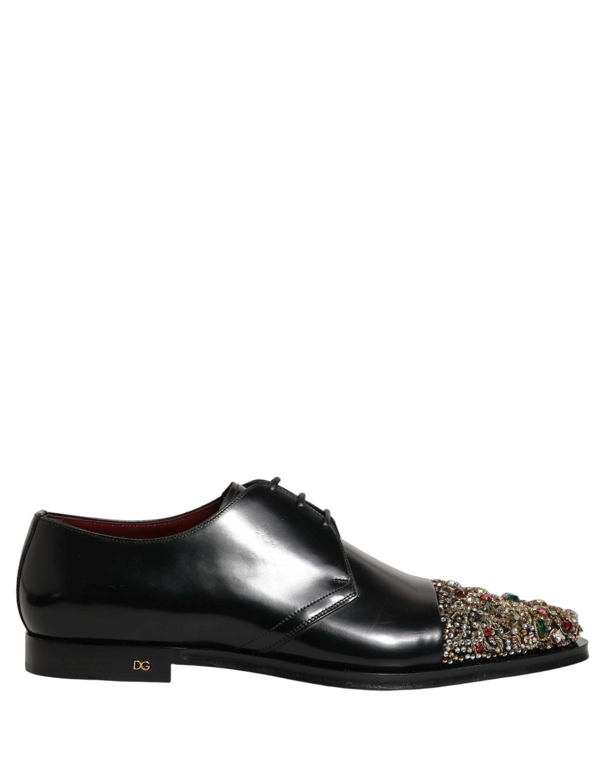 Dolce & Gabbana Black Embellished Derby Dress Formal Shoes Dolce & Gabbana