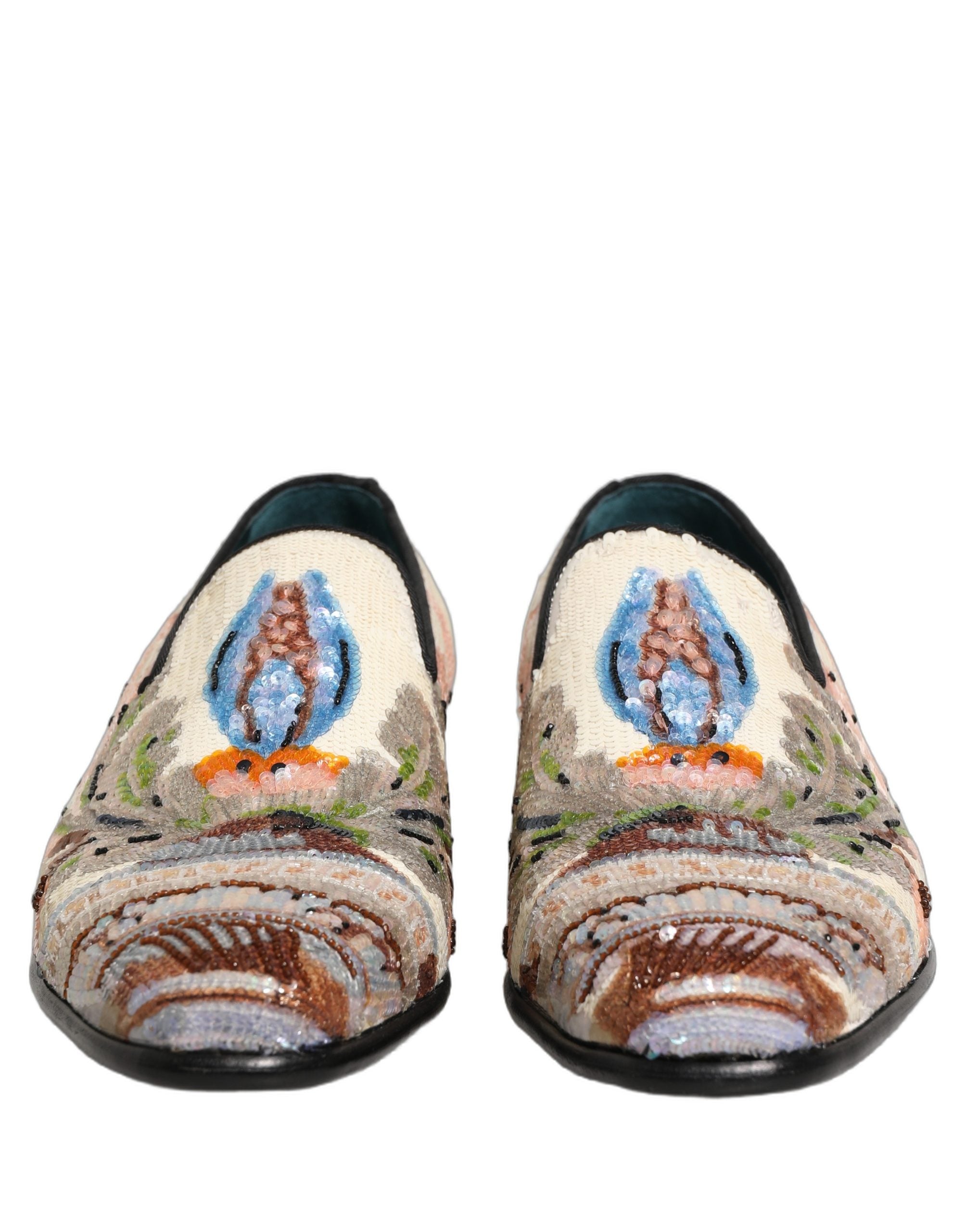 Dolce & Gabbana Multicolor Sequin Embroidered Loafers Shoes Dolce & Gabbana