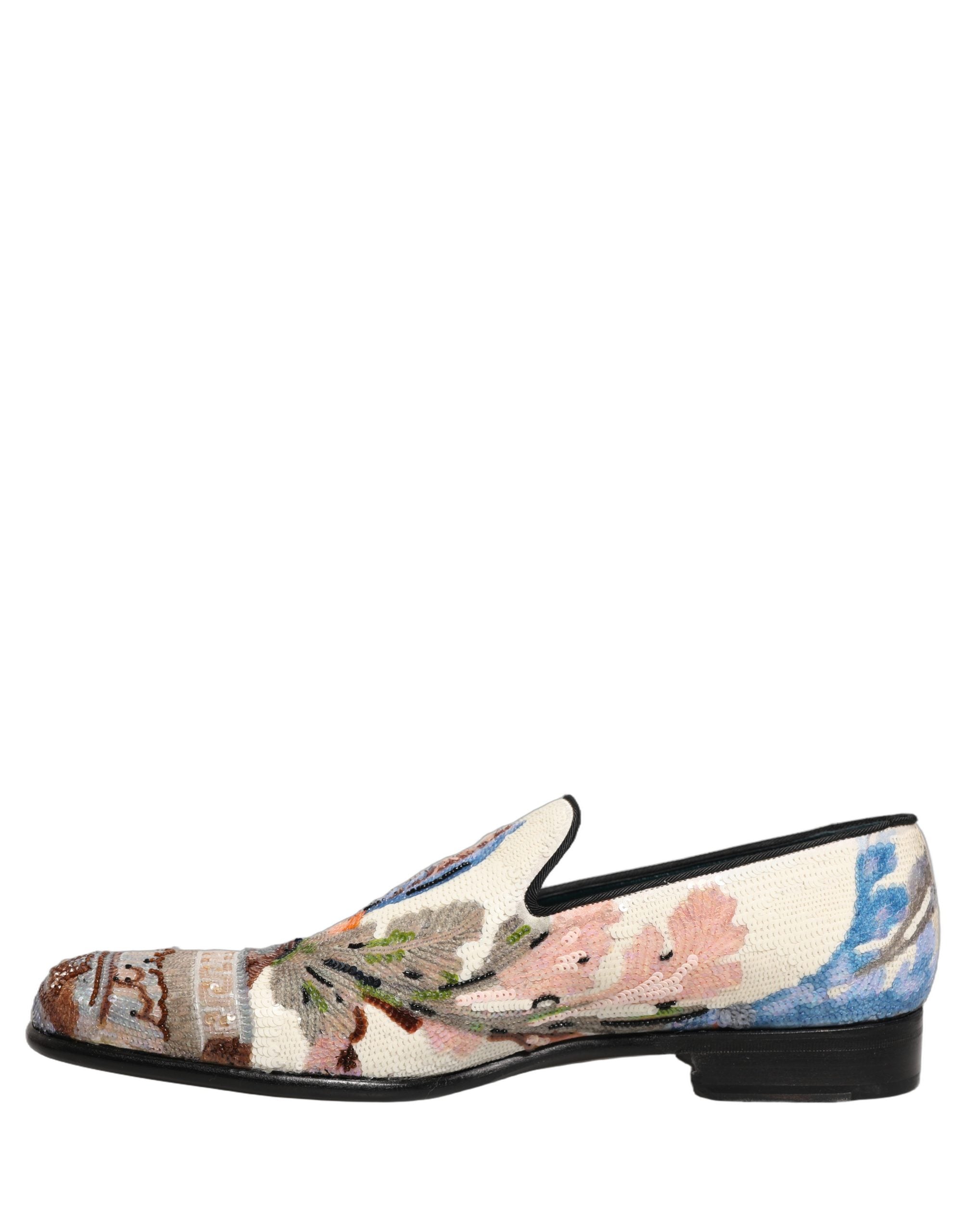 Dolce & Gabbana Multicolor Sequin Embroidered Loafers Shoes Dolce & Gabbana