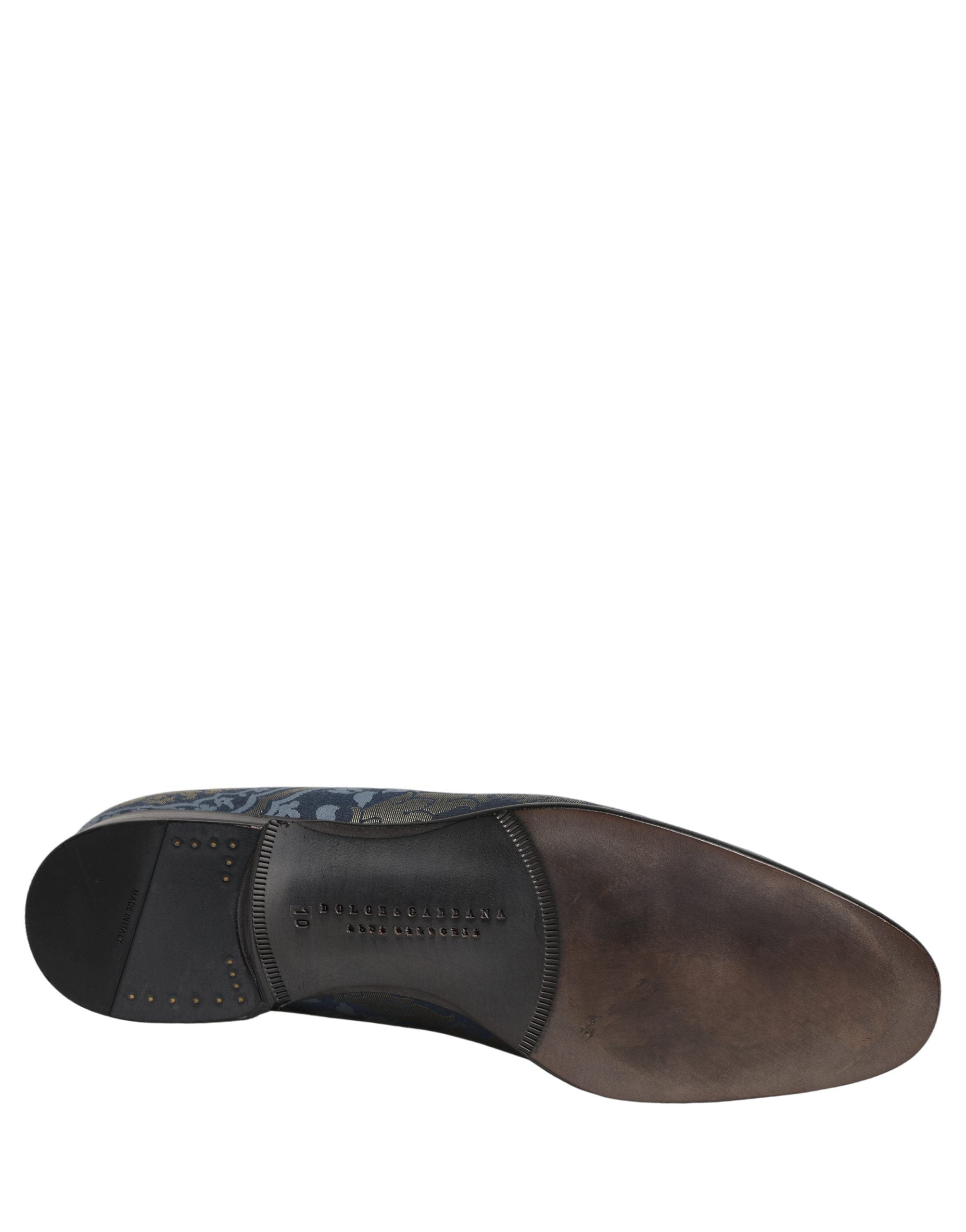 Dolce & Gabbana Blue Floral Brocade Slip On Loafers Shoes Dolce & Gabbana