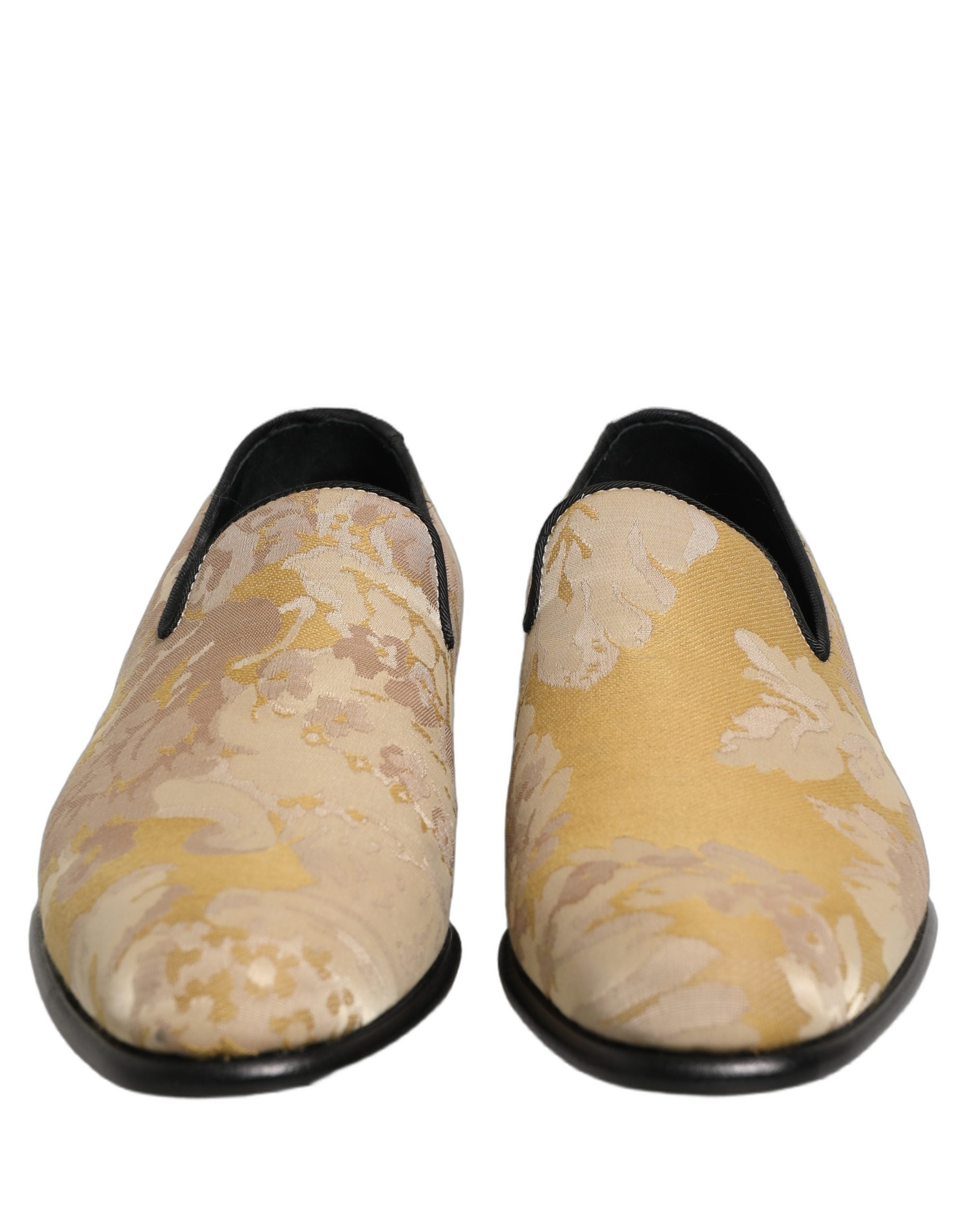 Dolce & Gabbana Gold Floral Print Jacquard Men Loafers Shoes Dolce & Gabbana