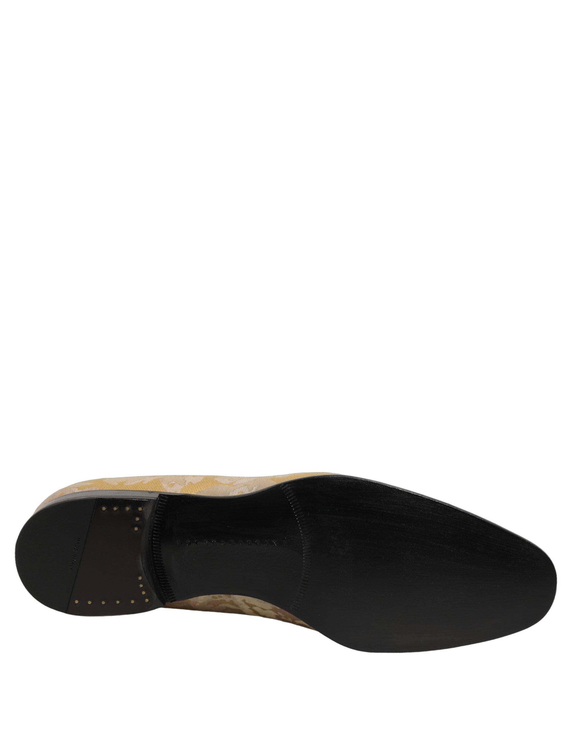 Dolce & Gabbana Gold Floral Print Jacquard Men Loafers Shoes Dolce & Gabbana