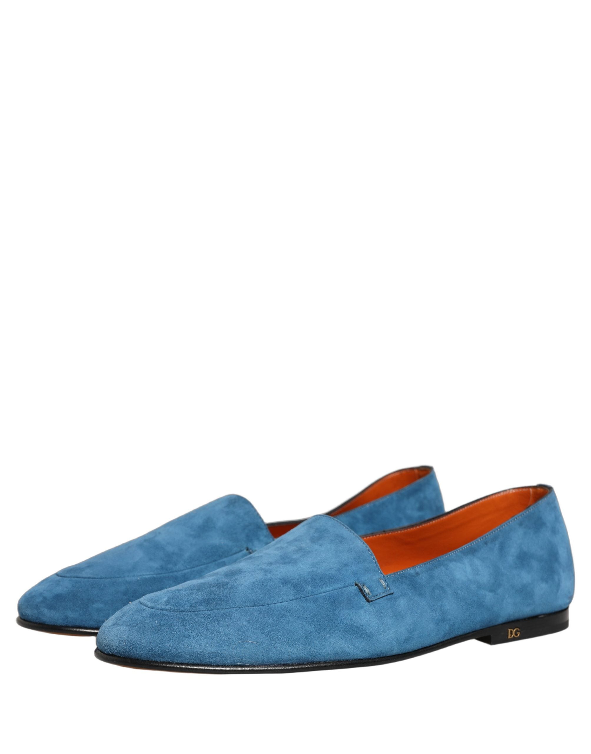 Dolce & Gabbana Blue Velvet Slip On Men Flats Loafers Shoes Dolce & Gabbana