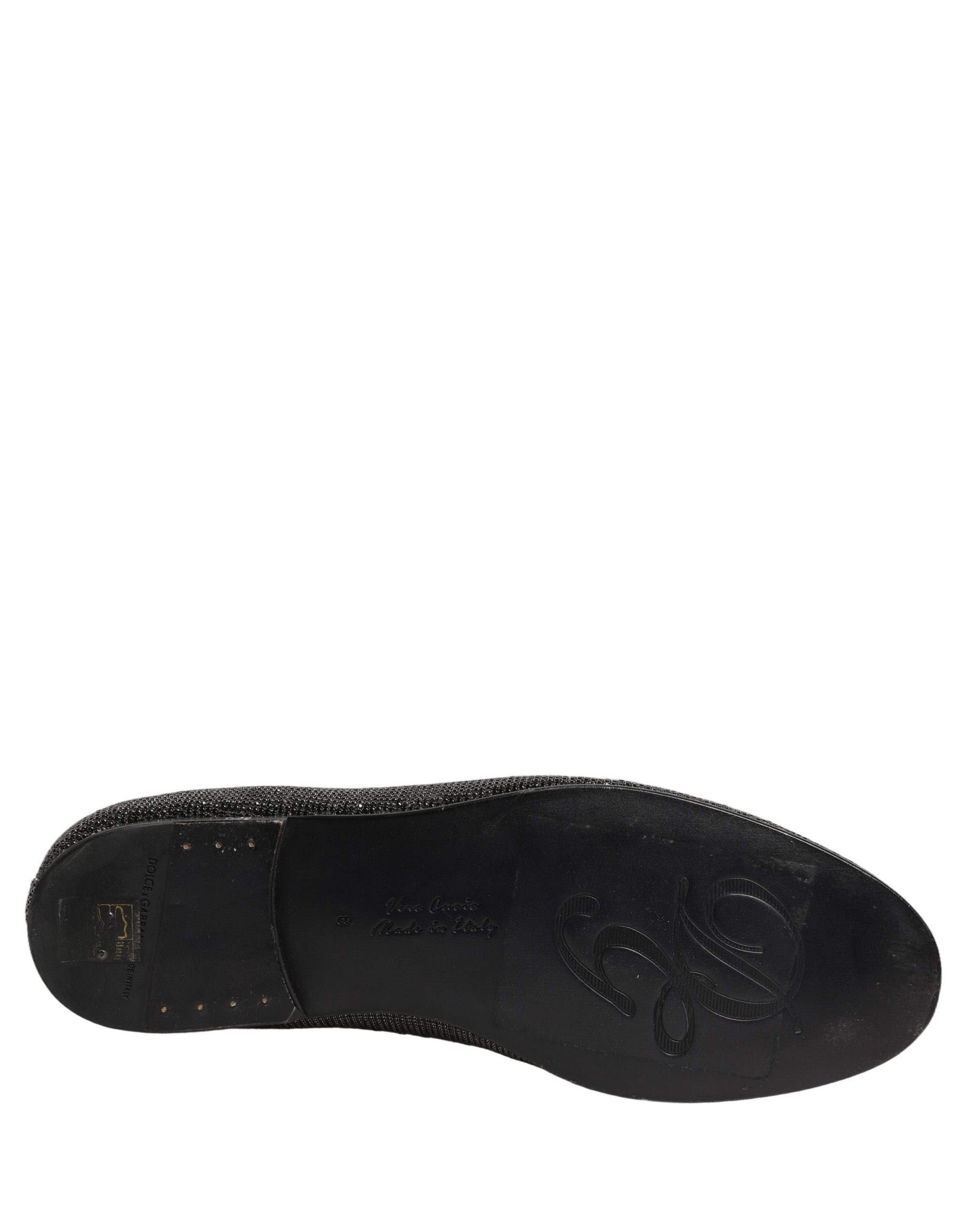 Dolce & Gabbana Black Crystal Embellished Men Loafers Shoes Dolce & Gabbana