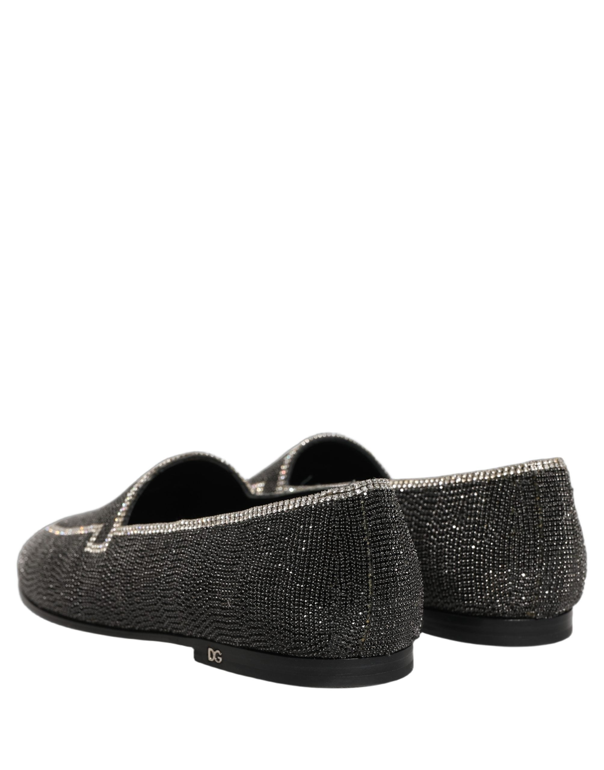 Dolce & Gabbana Black Crystal Embellished Men Loafers Shoes Dolce & Gabbana