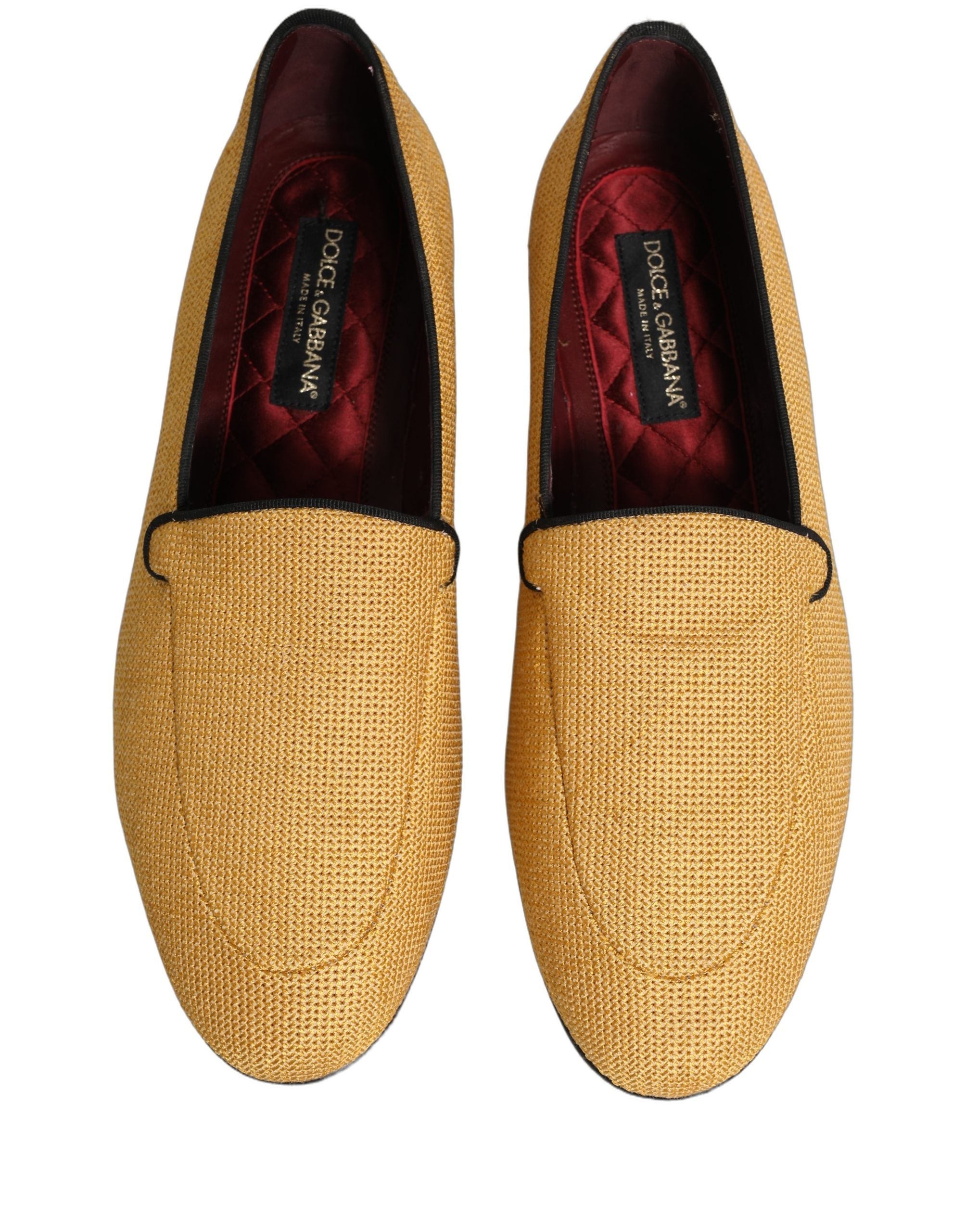 Dolce & Gabbana Yellow Woven Men Slip On Dress Loafers Shoes Dolce & Gabbana