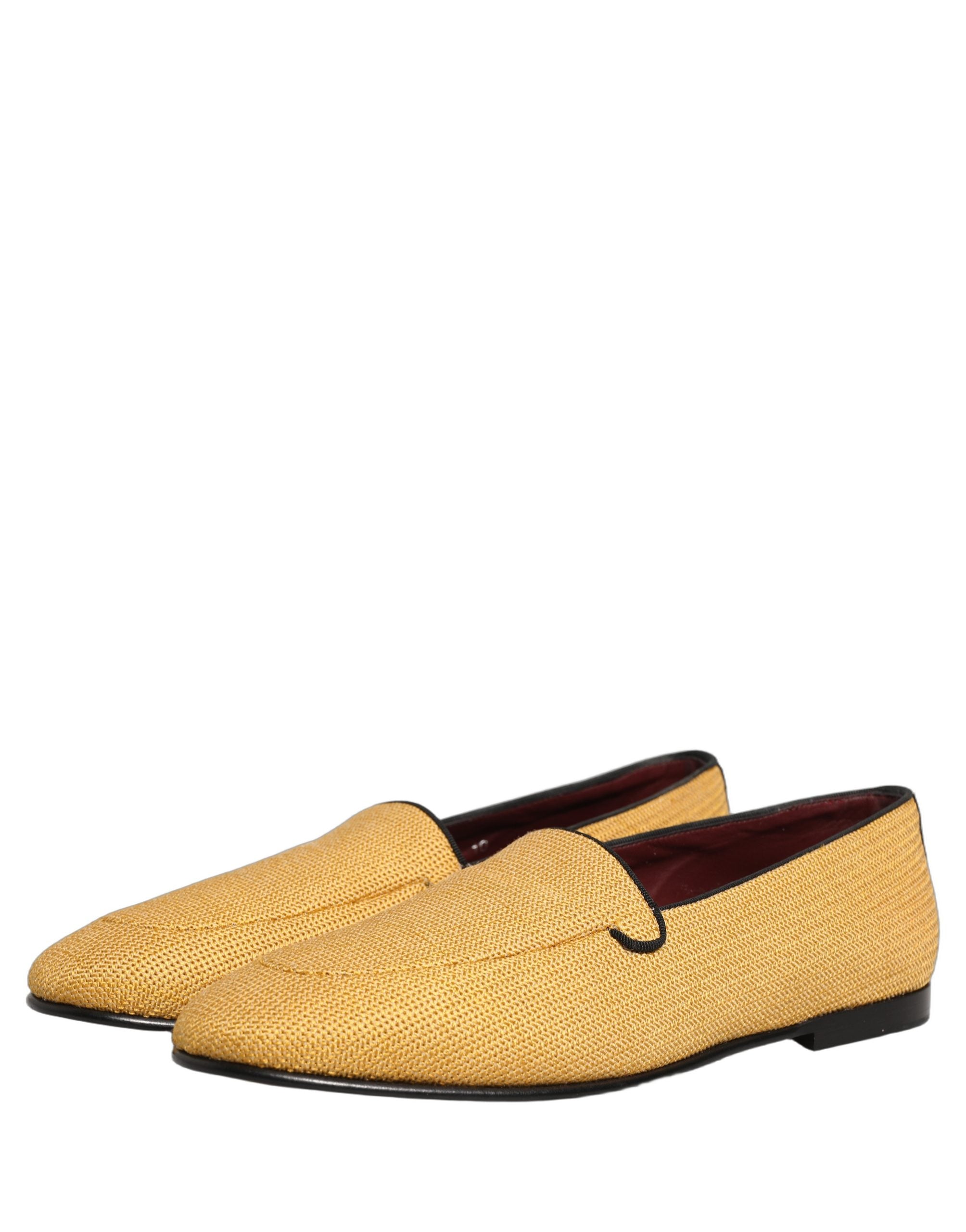 Dolce & Gabbana Yellow Woven Men Slip On Dress Loafers Shoes Dolce & Gabbana