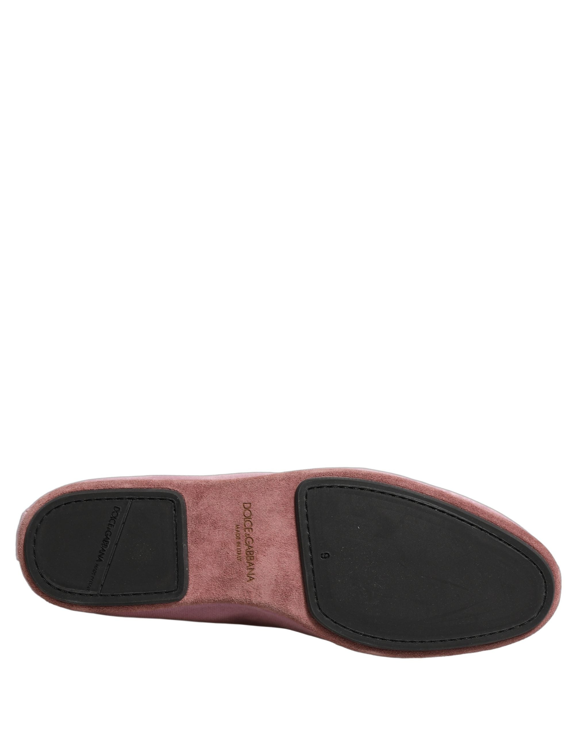 Dolce & Gabbana Pink Velvet Slip On Men Flats Loafers Shoes Dolce & Gabbana
