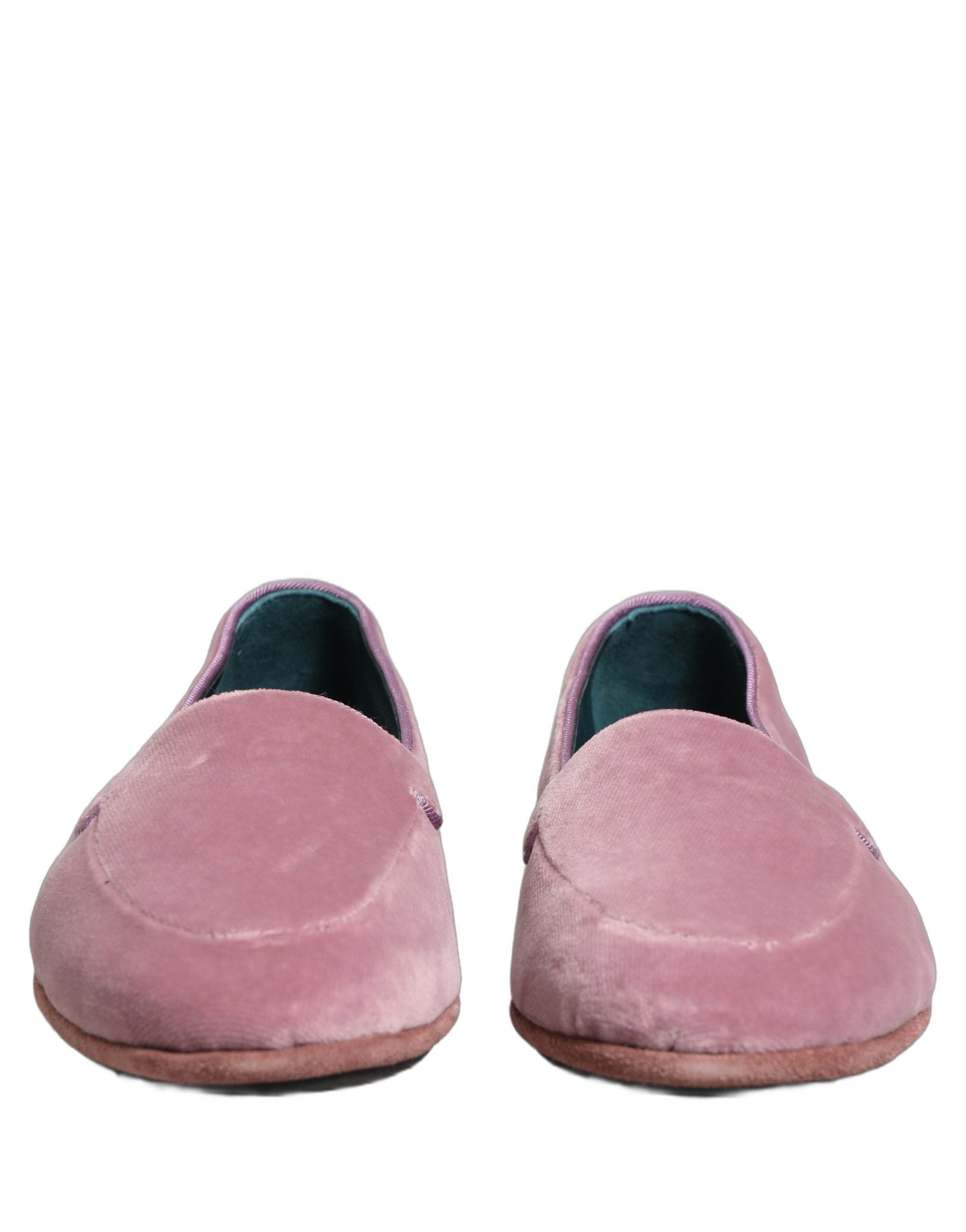 Dolce & Gabbana Pink Velvet Slip On Men Flats Loafers Shoes Dolce & Gabbana