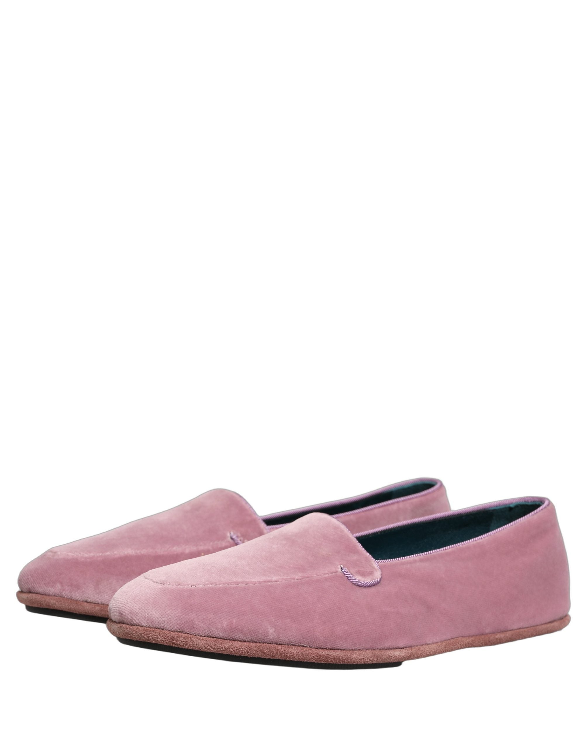 Dolce & Gabbana Pink Velvet Slip On Men Flats Loafers Shoes Dolce & Gabbana