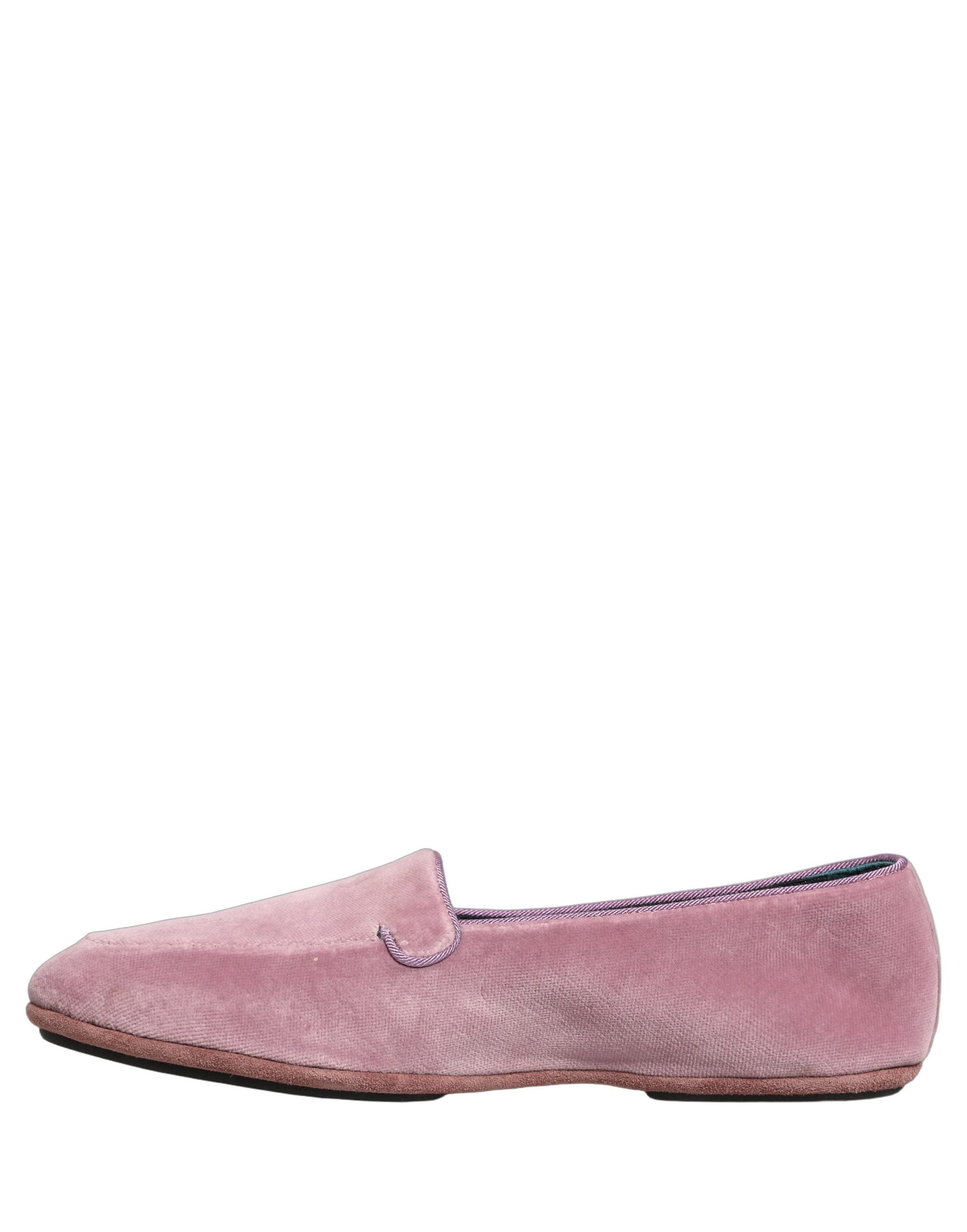 Dolce & Gabbana Pink Velvet Slip On Men Flats Loafers Shoes Dolce & Gabbana