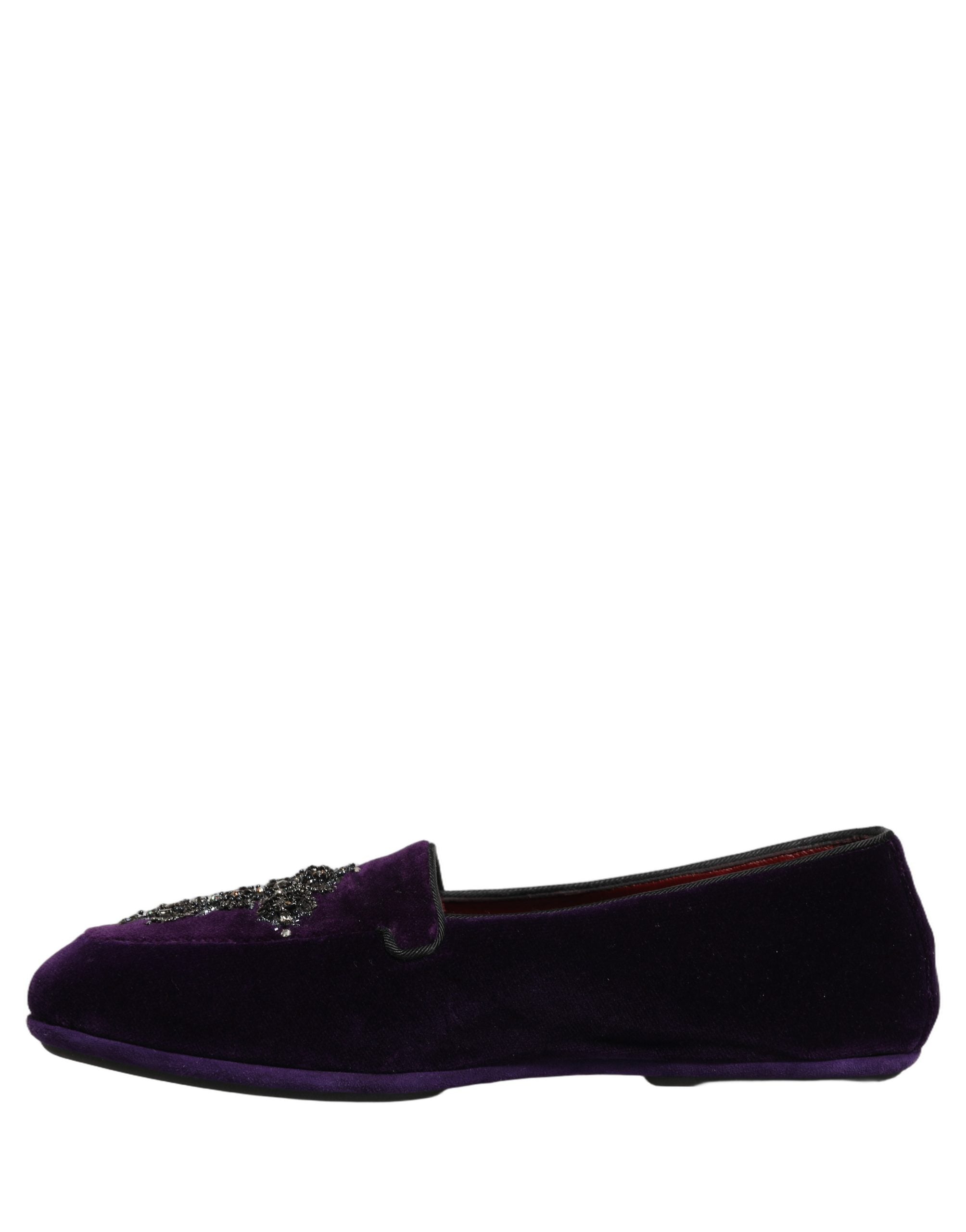 Dolce & Gabbana Violet Suede Embellished Dress Loafers Shoes Dolce & Gabbana