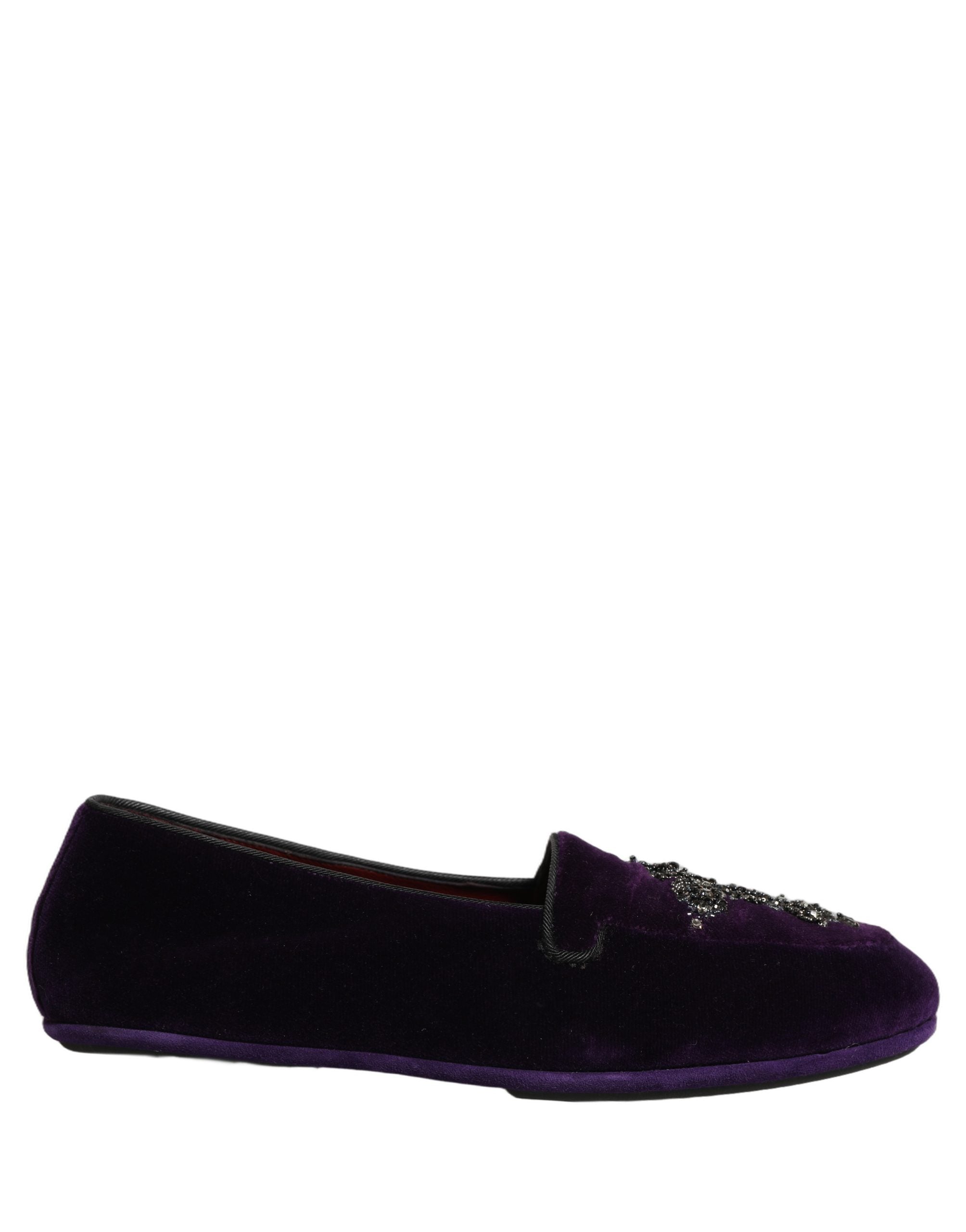 Dolce & Gabbana Violet Suede Embellished Dress Loafers Shoes Dolce & Gabbana