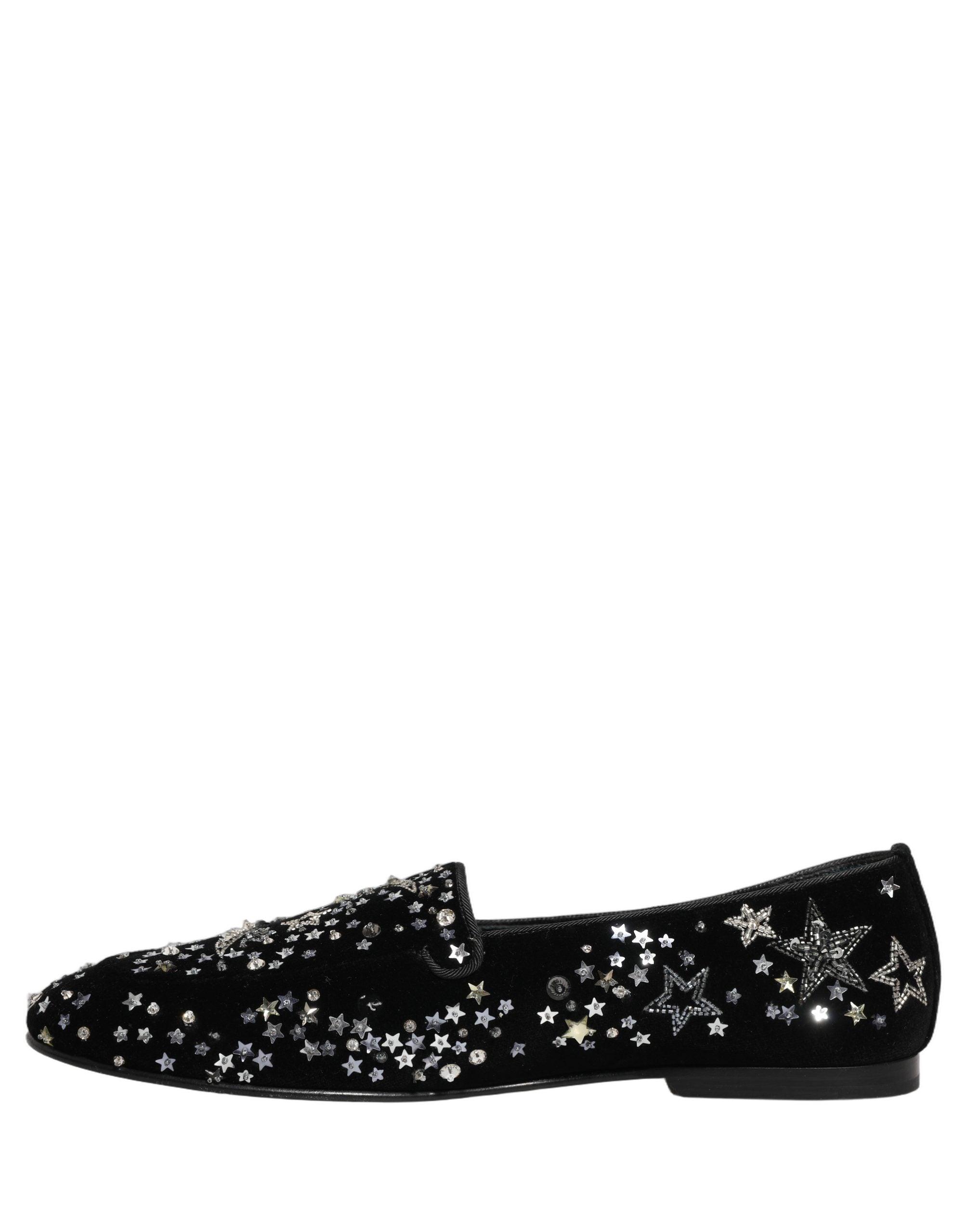 Dolce & Gabbana Black Crystal Embellished Dress Loafers Shoes Dolce & Gabbana
