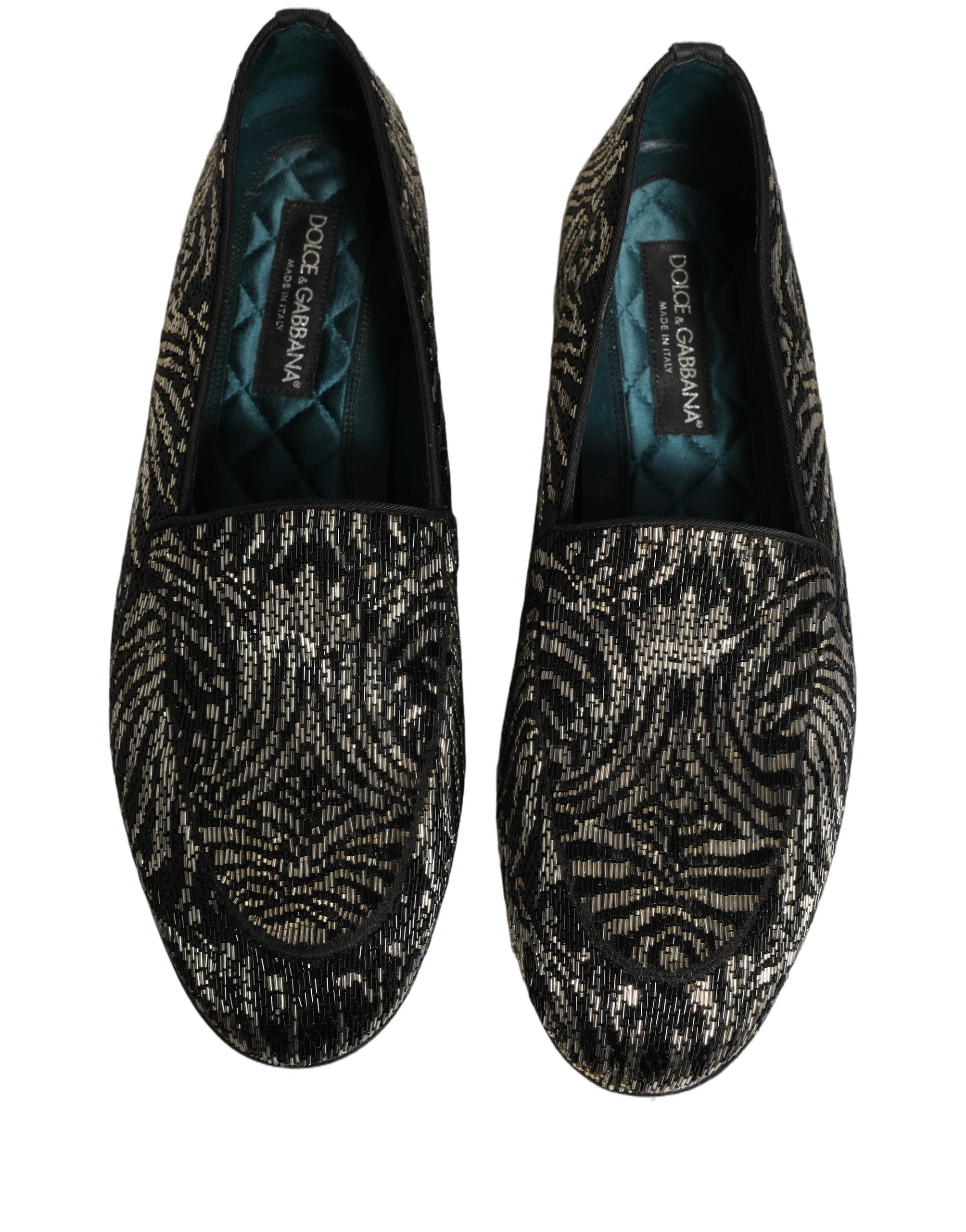 Dolce & Gabbana Black Silver Embellished Dress Loafers Shoes Dolce & Gabbana