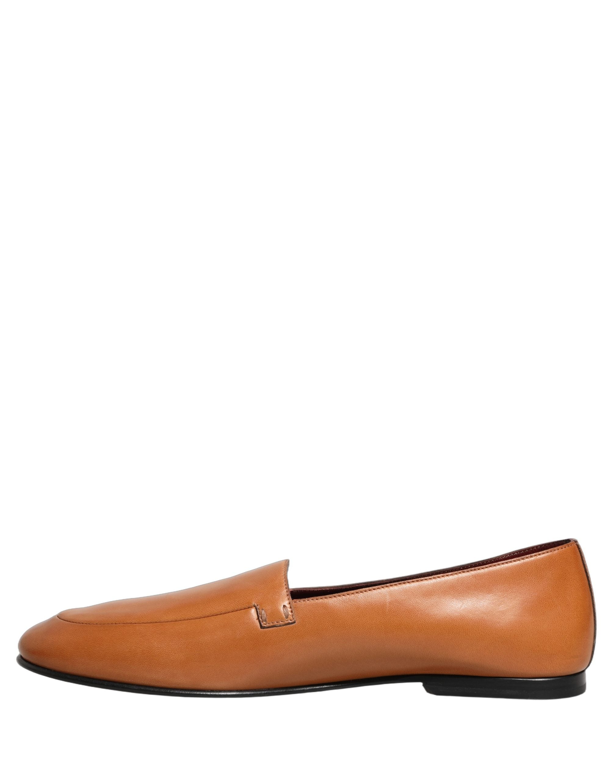 Dolce & Gabbana Brown Leather Logo Slip On Men Loafers Shoes Dolce & Gabbana