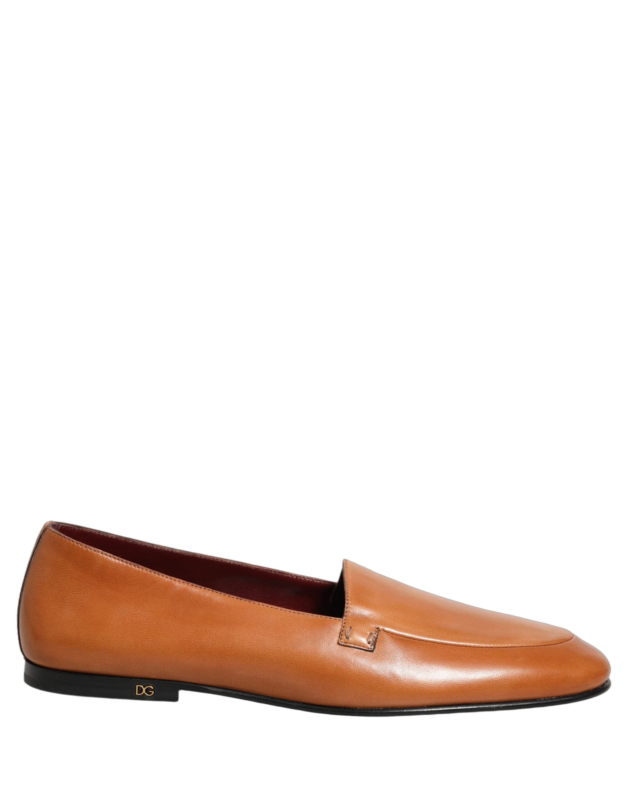 Dolce & Gabbana Brown Leather Logo Slip On Men Loafers Shoes Dolce & Gabbana