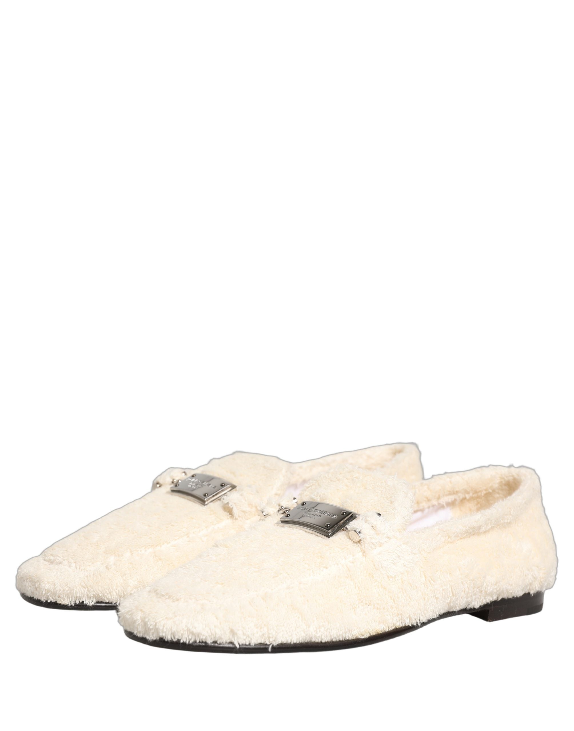 Dolce & Gabbana White Fur Shearling Men Dress Loafers Shoes Dolce & Gabbana