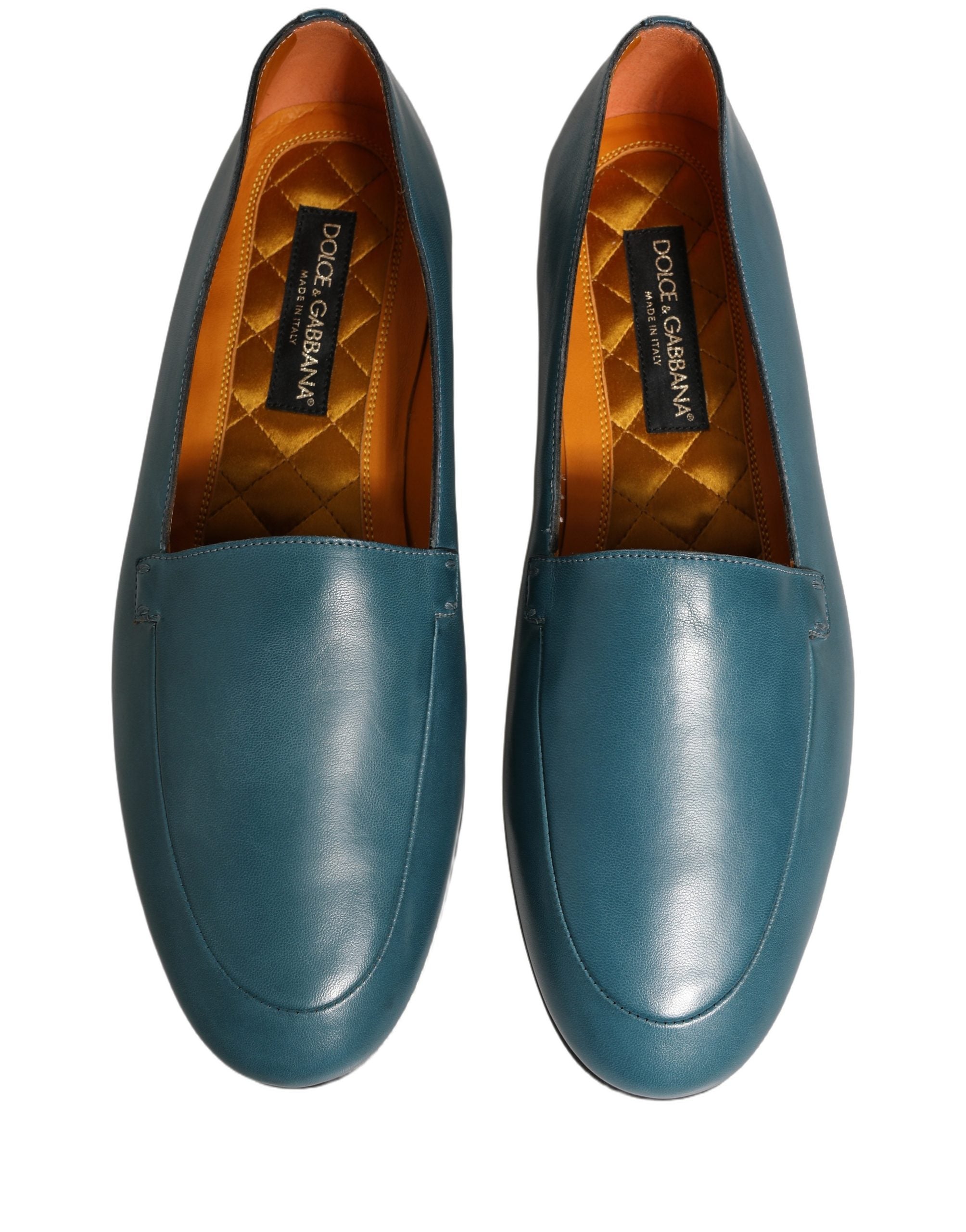 Dolce & Gabbana Blue Leather Logo Slip On Men Loafers Shoes Dolce & Gabbana