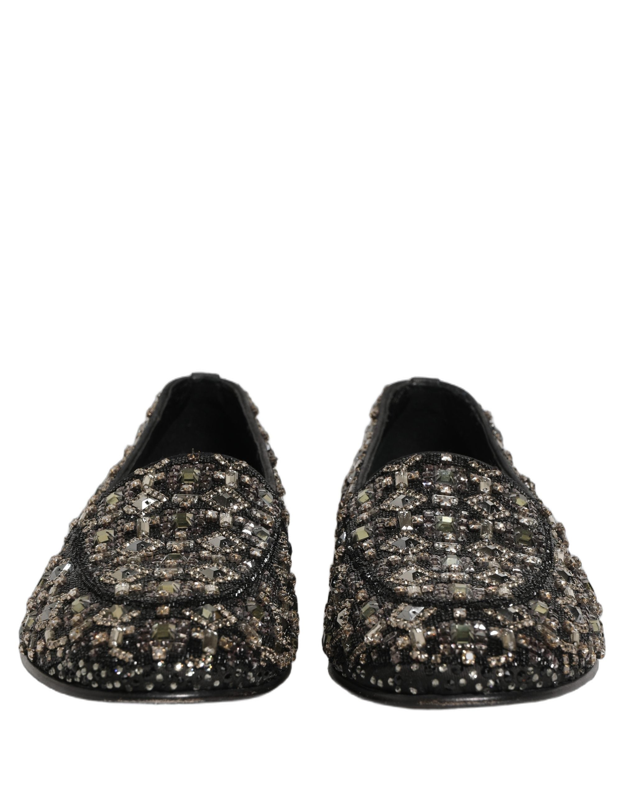 Dolce & Gabbana Silver Leather Logo Slip On Loafers Shoes Dolce & Gabbana