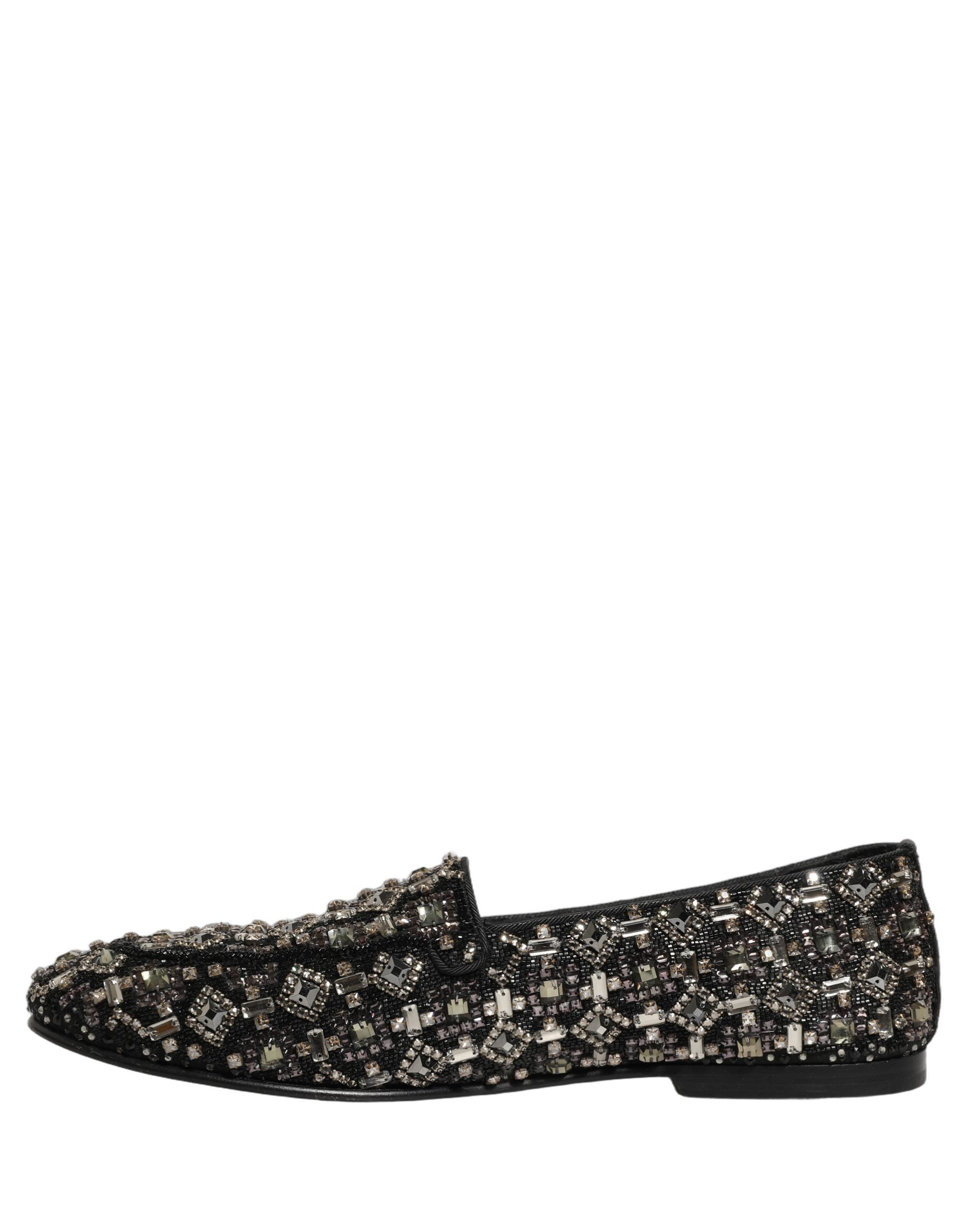 Dolce & Gabbana Silver Leather Logo Slip On Loafers Shoes Dolce & Gabbana